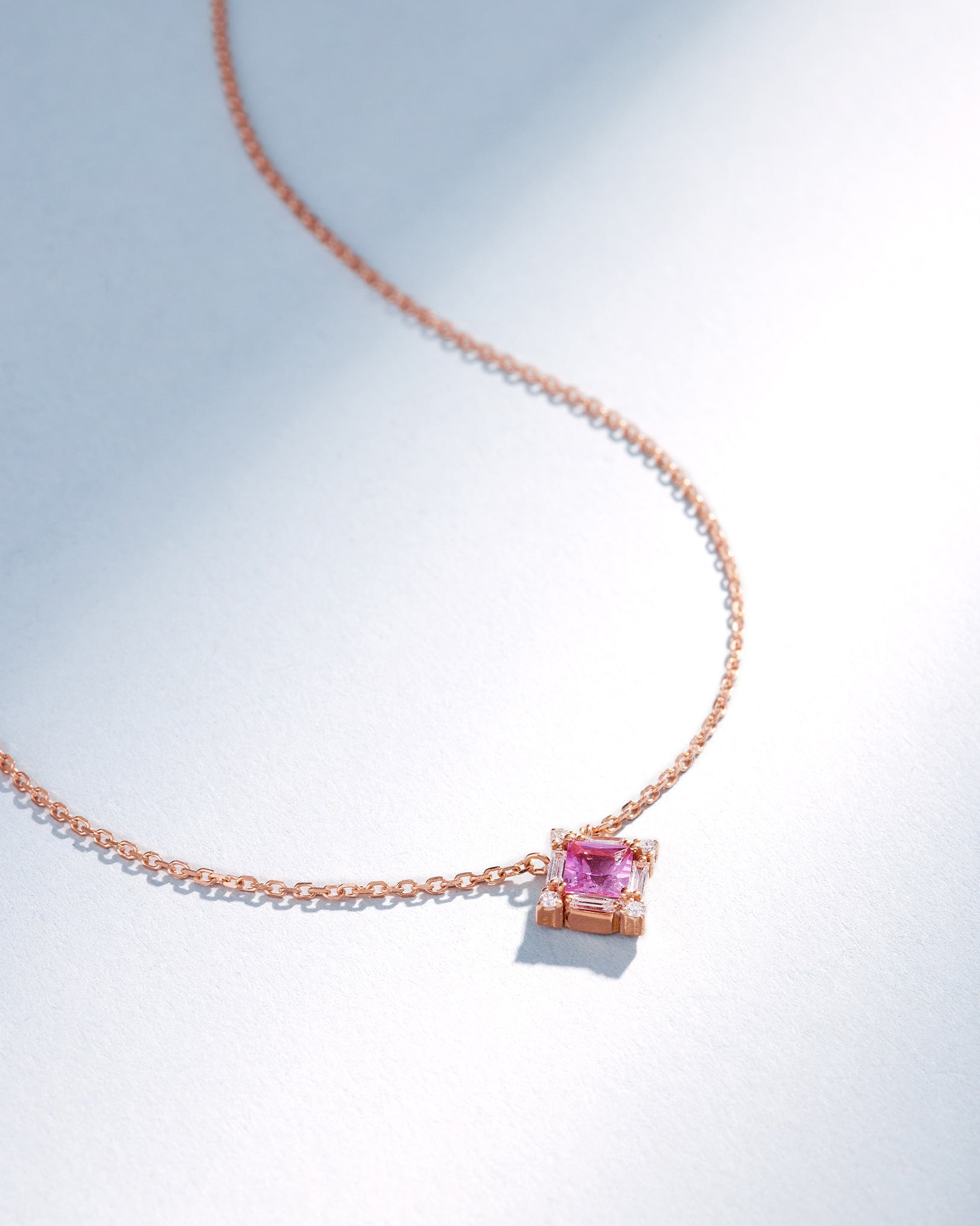 Suzanne Kalan Princess Midi Pink Sapphire Pendant in 18k rose gold