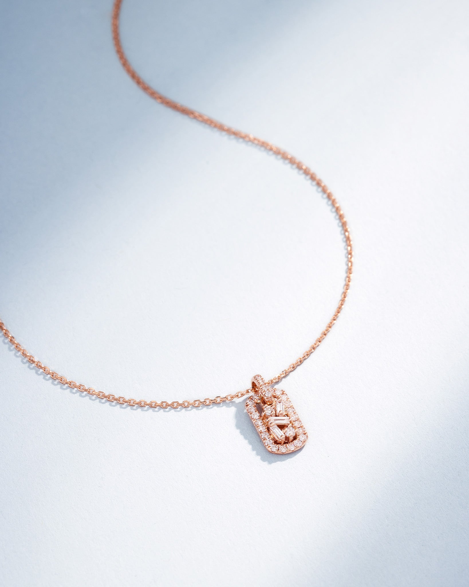 Suzanne Kalan Classic Diamond Mini Dog Tag Pendant in 18k rose gold