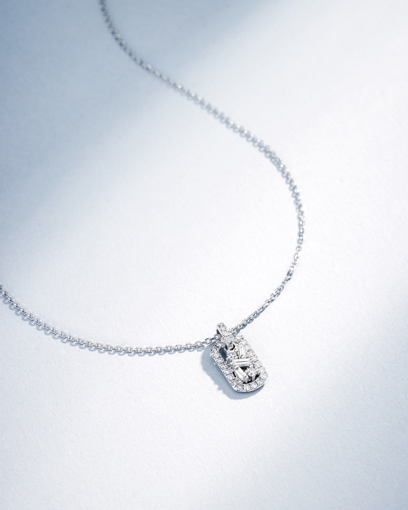 Suzanne Kalan Classic Diamond Mini Dog Tag Pendant in 18k white gold