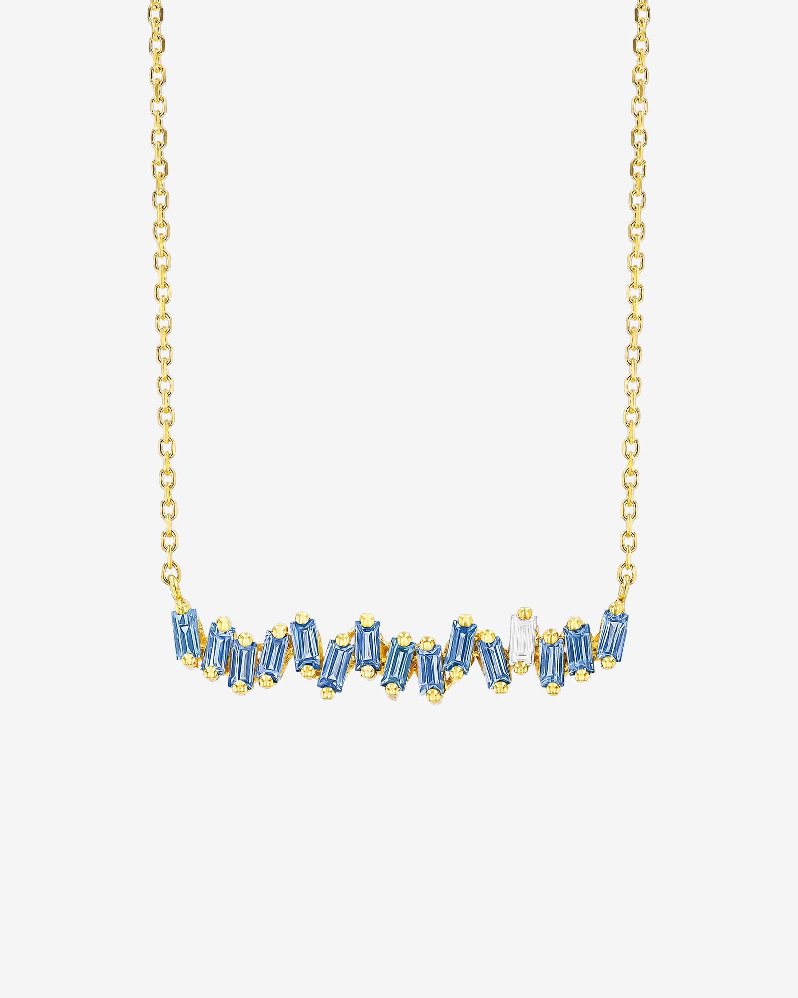 Suzanne Kalan Bold Light Blue Sapphire Bar Pendant in 18k yellow gold