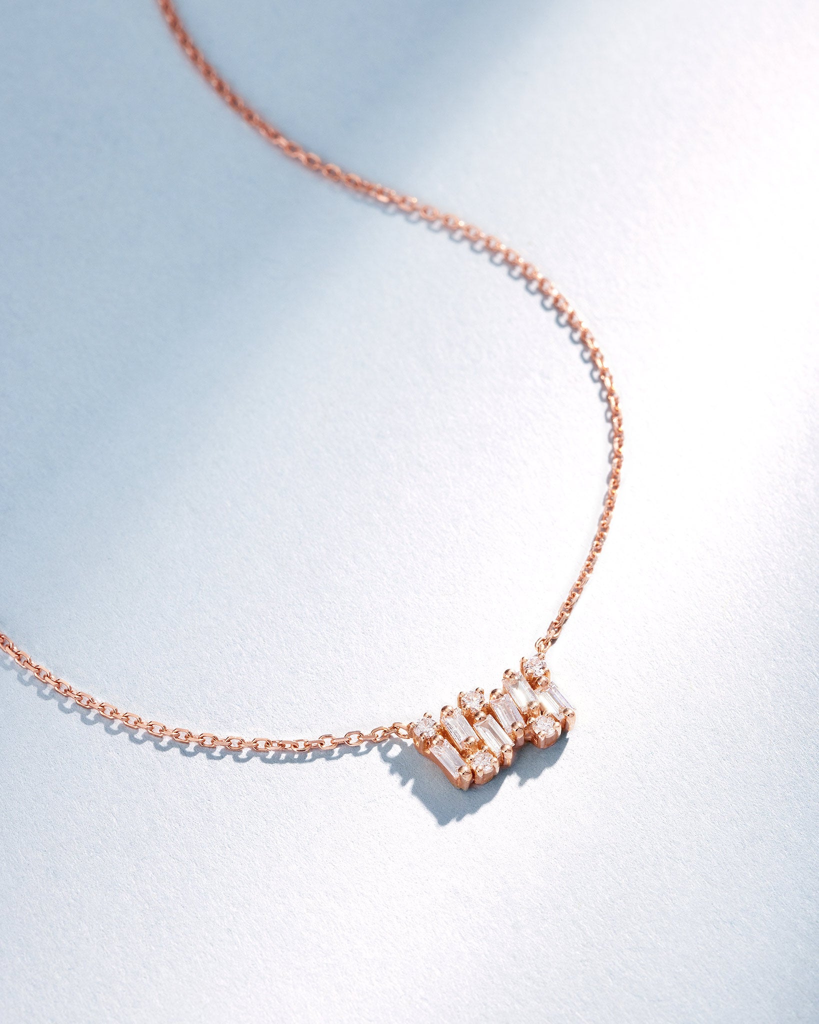 Suzanne Kalan Shimmer Diamond Mini Bar Pendant in 18k rose gold