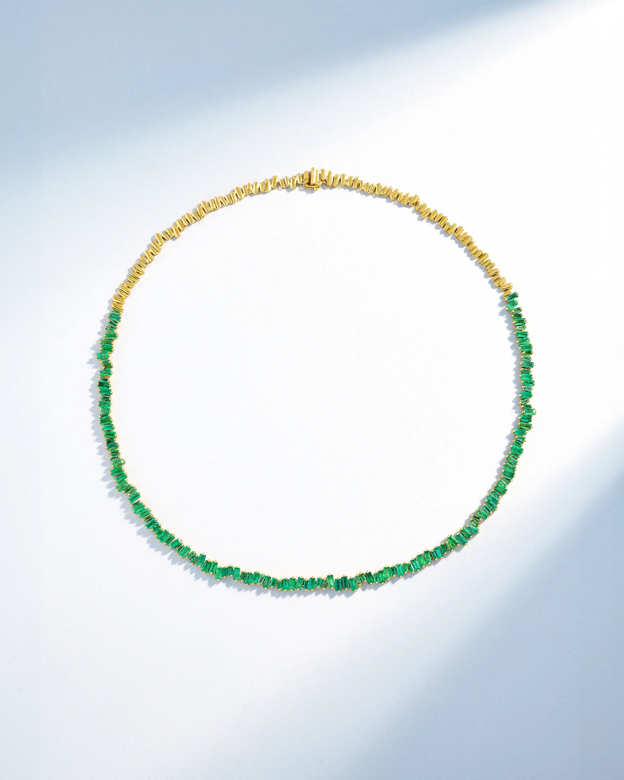 Suzanne Kalan Bold Emerald Tennis Necklace in 18k yellow gold