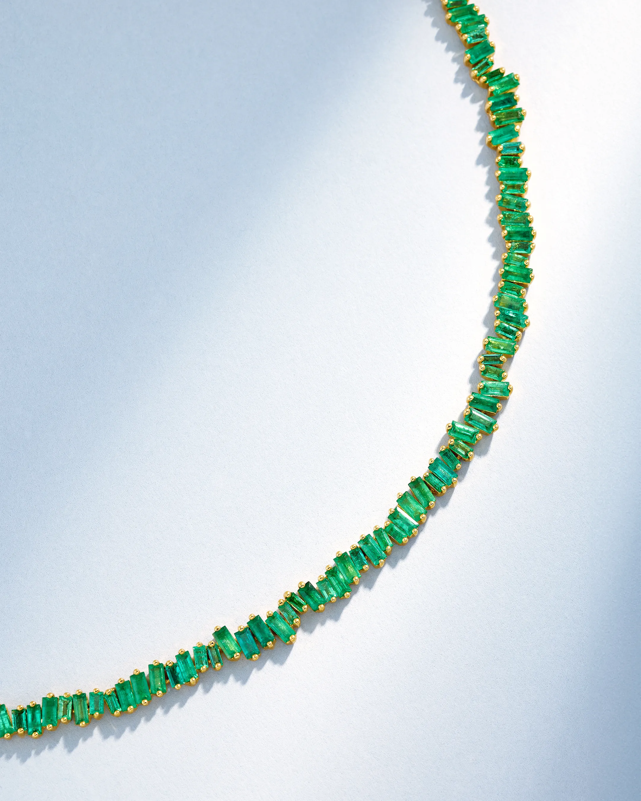 Suzanne Kalan Bold Emerald Tennis Necklace in 18k yellow gold