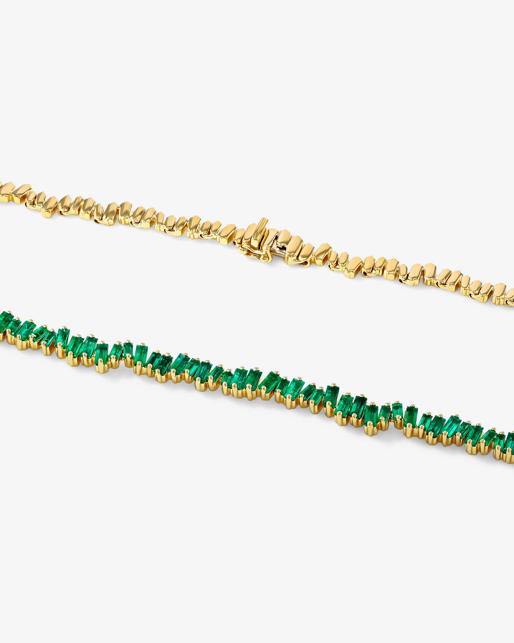 Suzanne Kalan Bold Emerald Tennis Necklace in 18k yellow gold