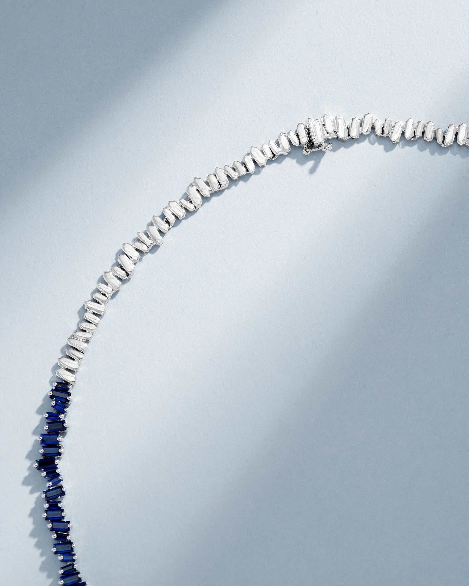 Suzanne Kalan Bold Dark Blue Sapphire Tennis Necklace in 18k white gold