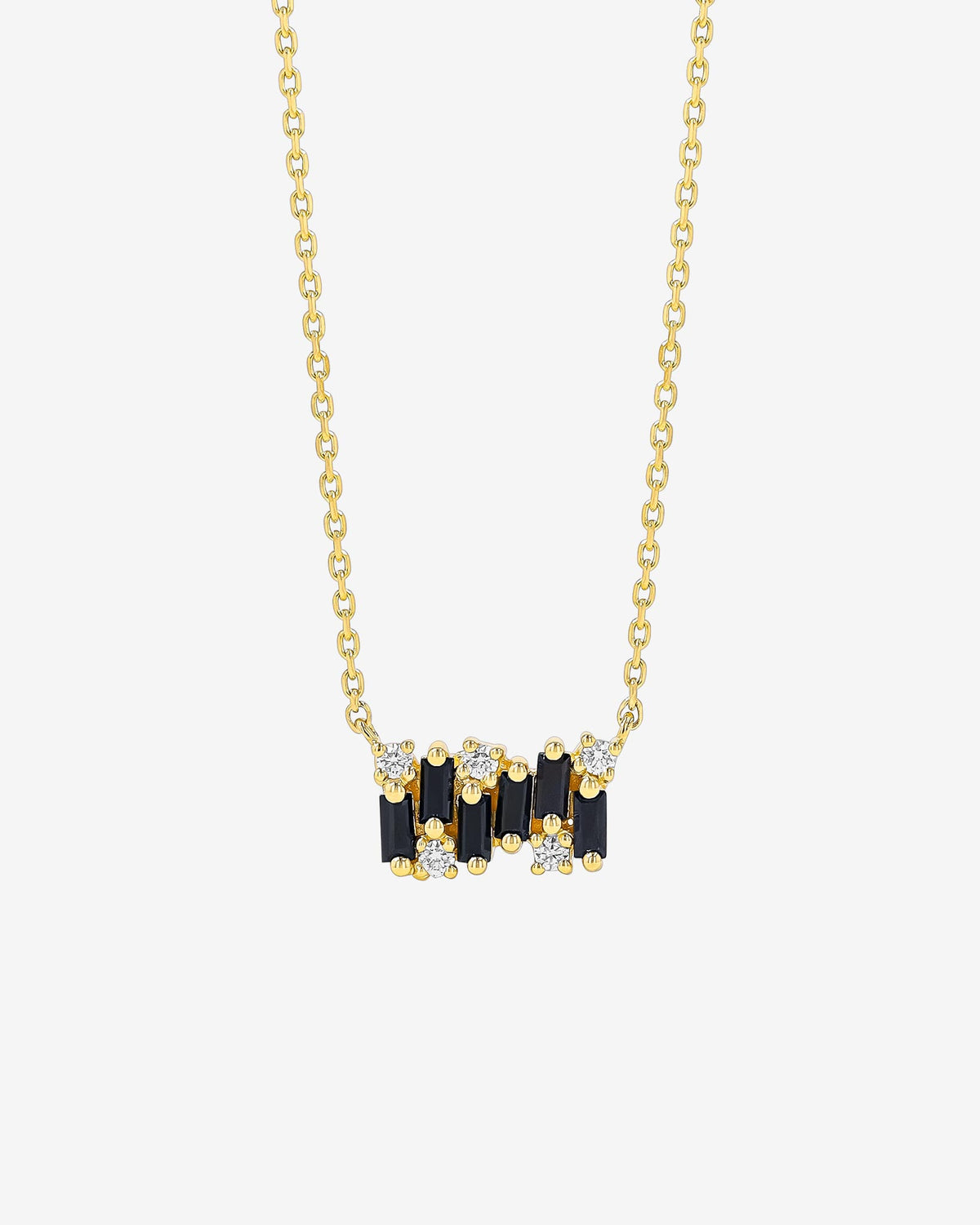 Suzanne Kalan Shimmer Black Sapphire Mini Bar Pendant in 18k yellow gold