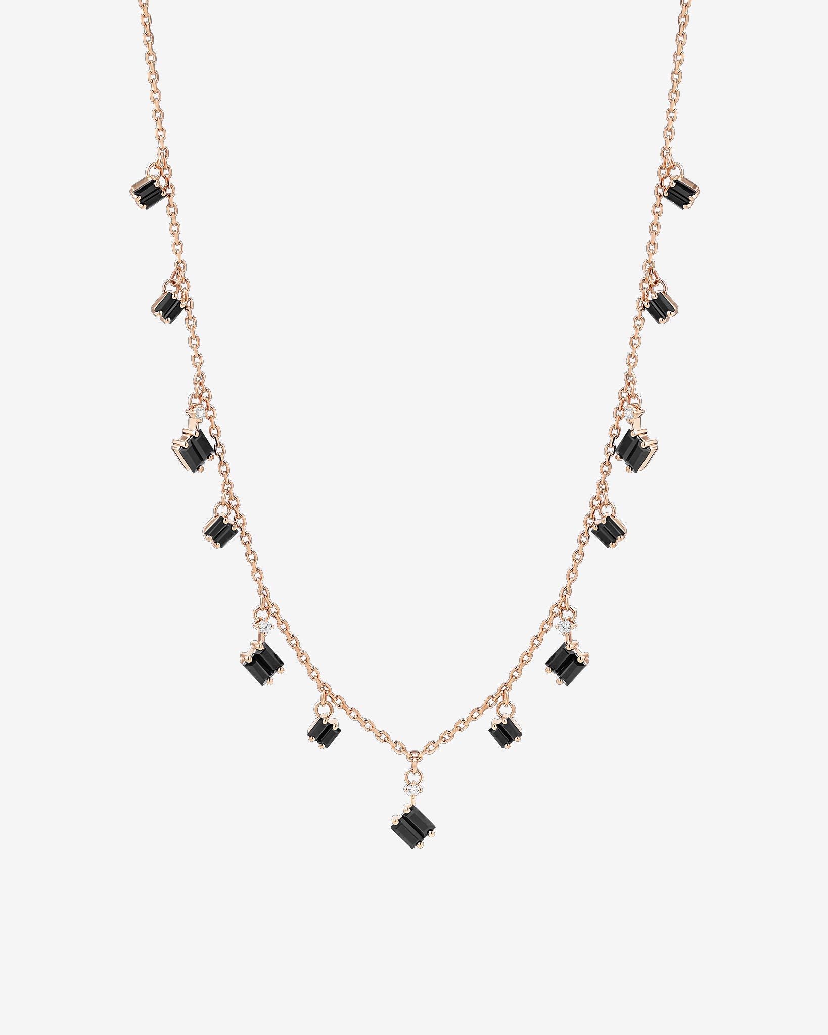Suzanne Kalan Black Sapphire Cascade Necklace in 18k rose gold