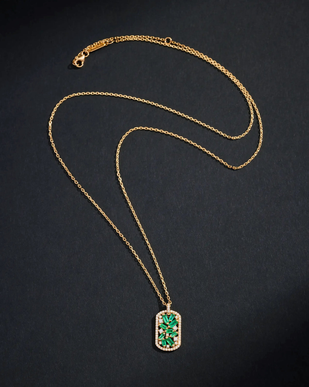 Frenzy Emerald Medium Dog Tag Necklace | Men's Jewelry | Suzanne