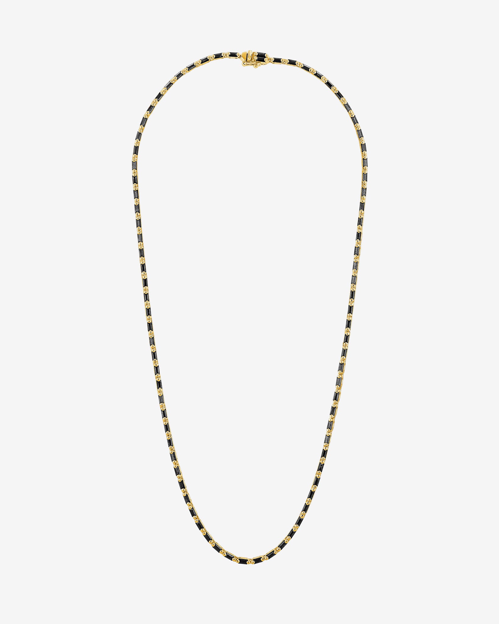 Suzanne Kalan Linear Full Black Sapphire Tennis Necklace in 18k yellow gold