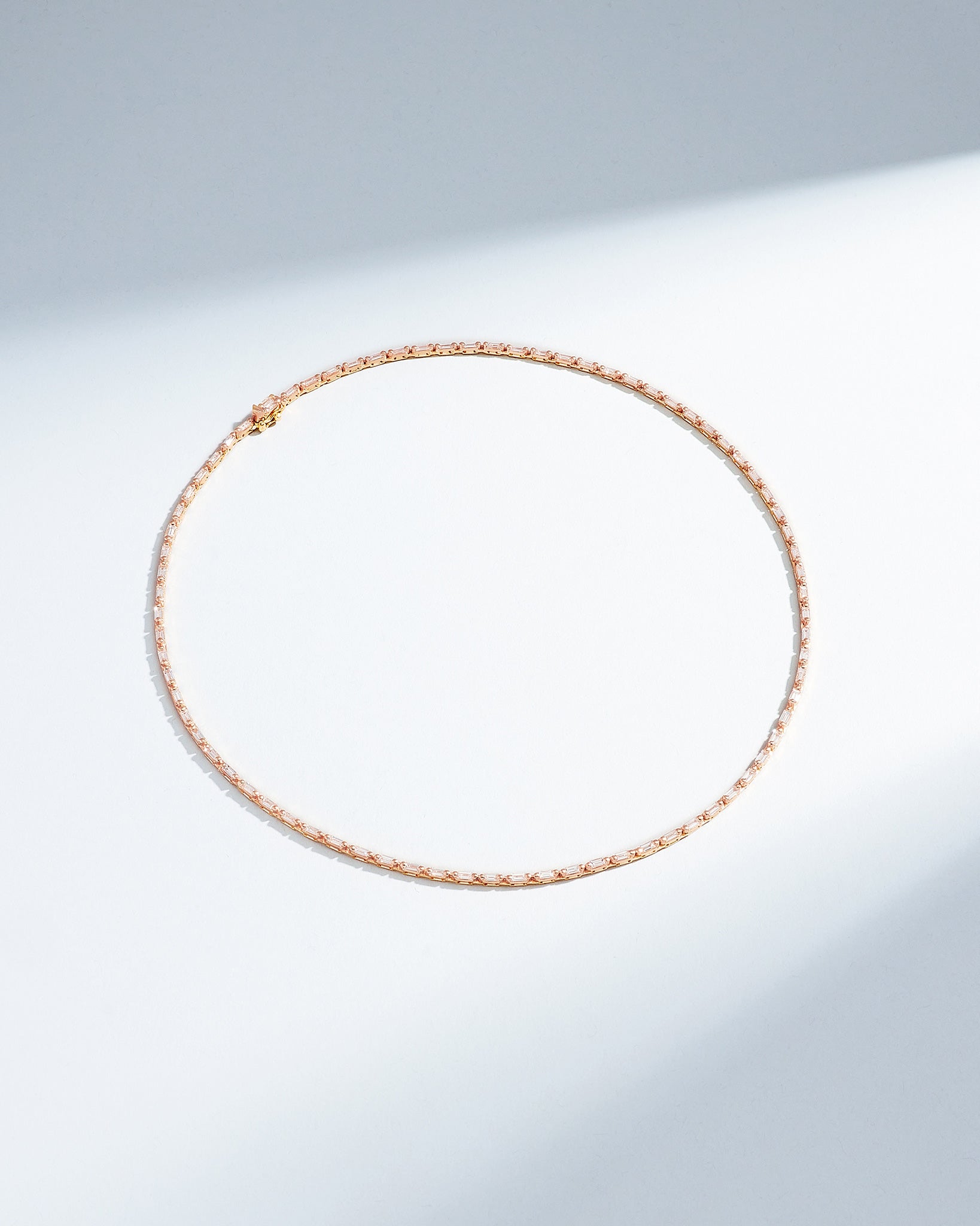 Suzanne Kalan Linear Full Diamond Tennis Necklace in 18k rose gold