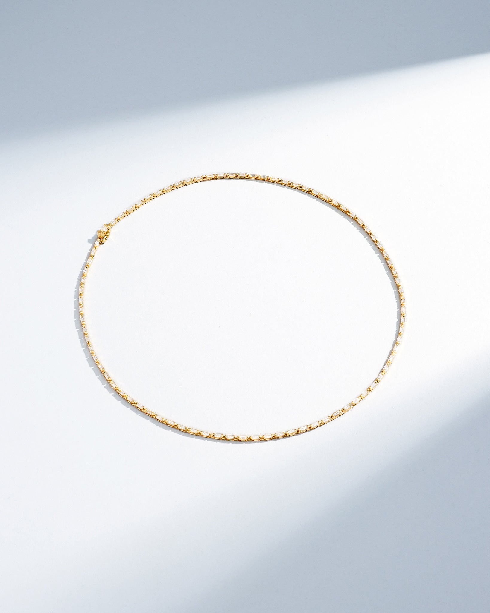 Suzanne Kalan Linear Full Diamond Tennis Necklace in 18k yellow gold