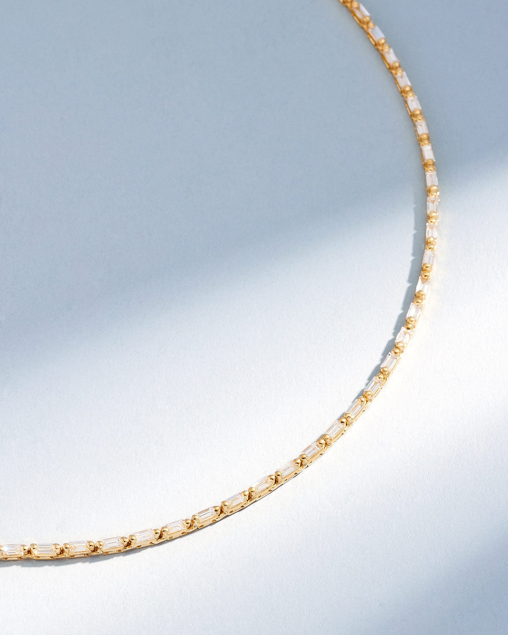 Suzanne Kalan Linear Full Diamond Tennis Necklace in 18k yellow gold