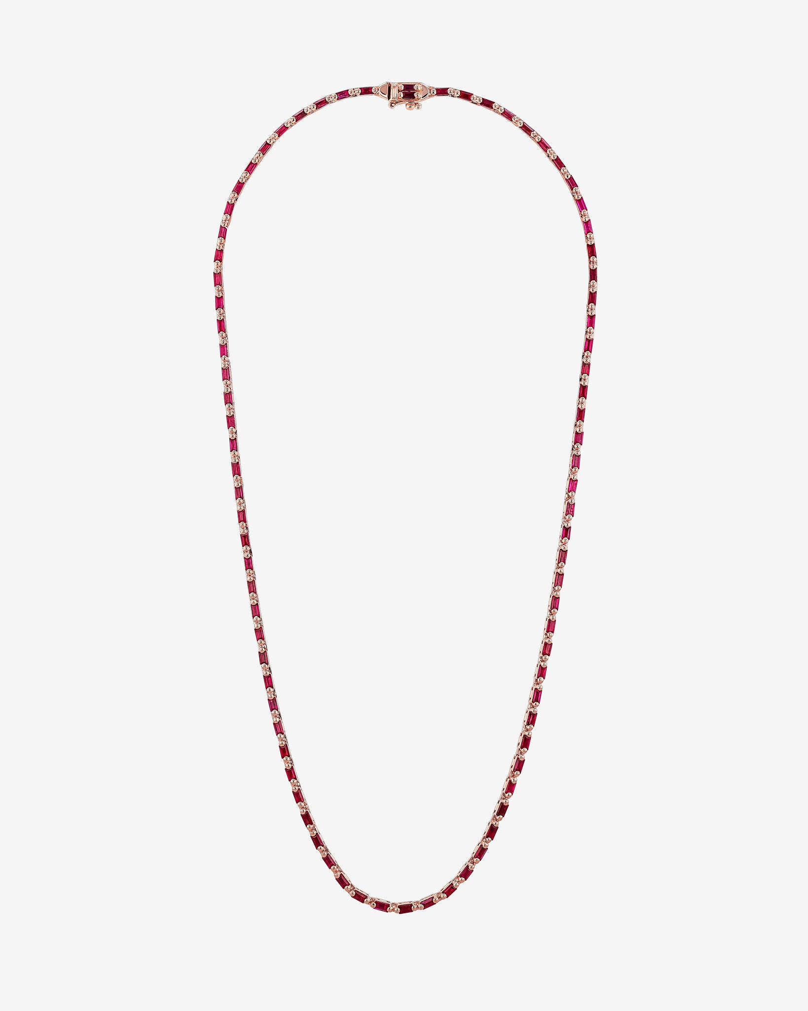 Suzanne Kalan Linear Full Ruby Tennis Necklace in 18k rose gold