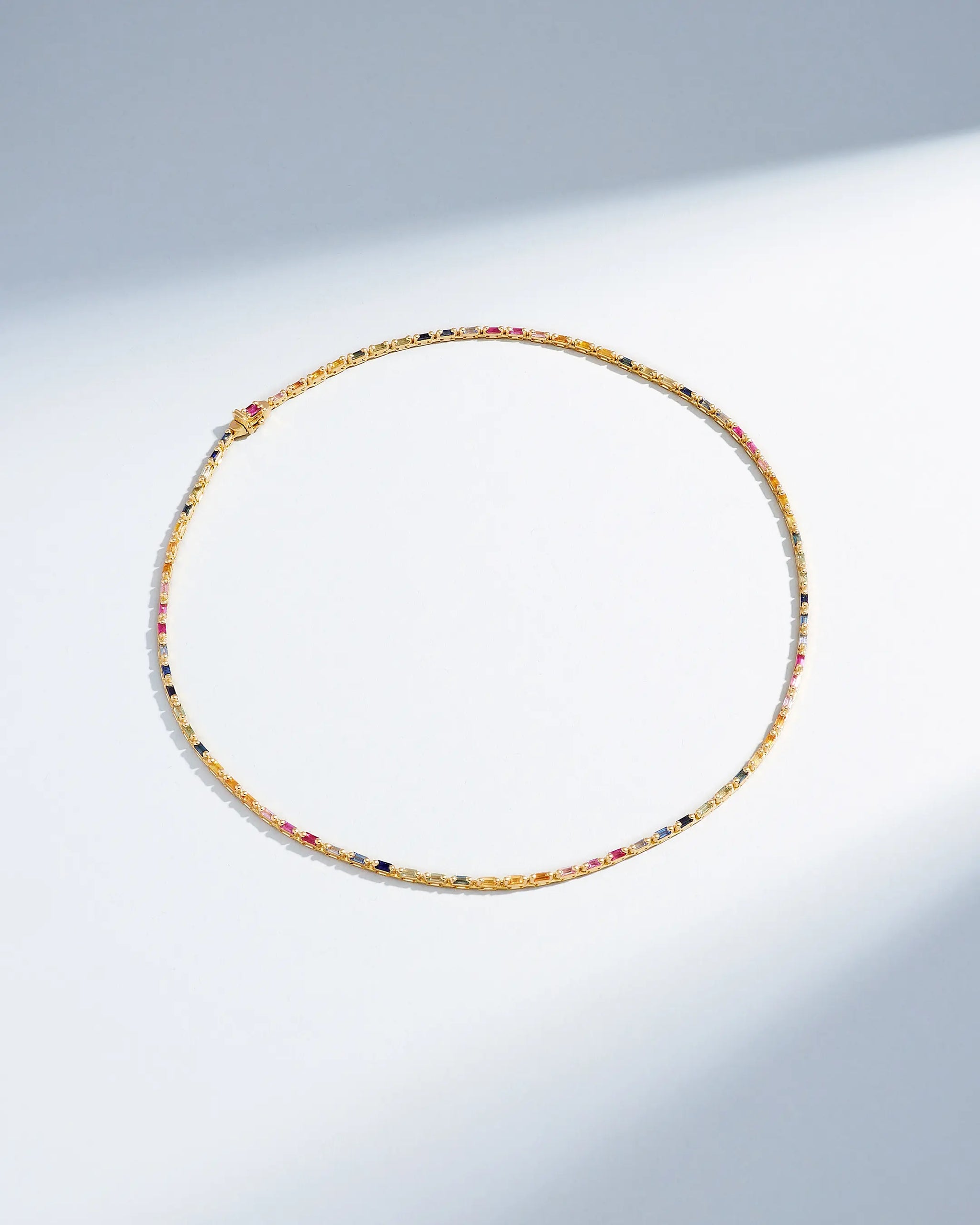 Linear Full Rainbow Sapphire Tennis Necklace | SUZANNE KALAN®