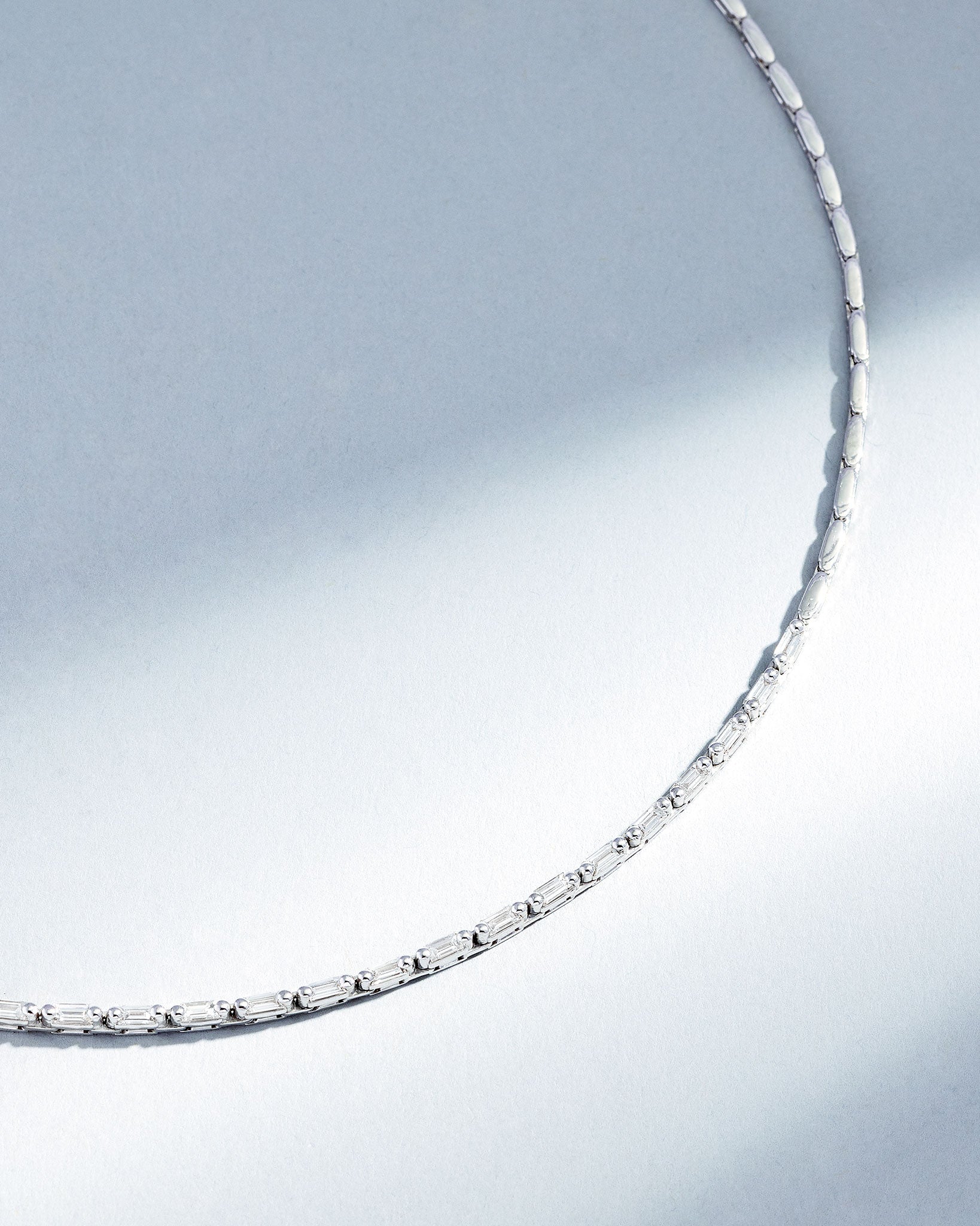 Suzanne Kalan Linear Half Diamond Tennis Necklace in 18k white gold