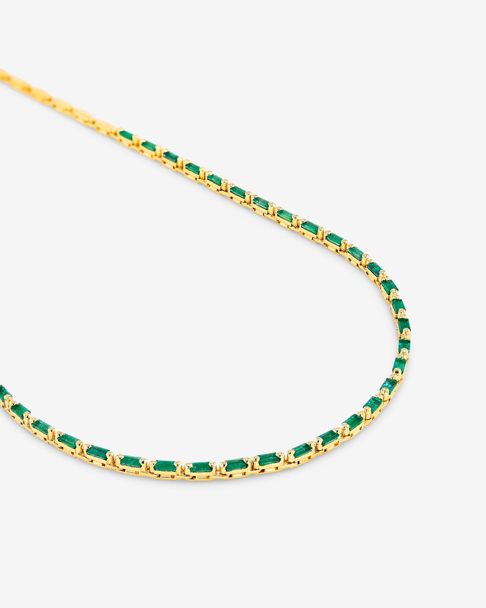 Suzanne Kalan Linear Half Emerald Tennis Necklace in 18k yellow gold