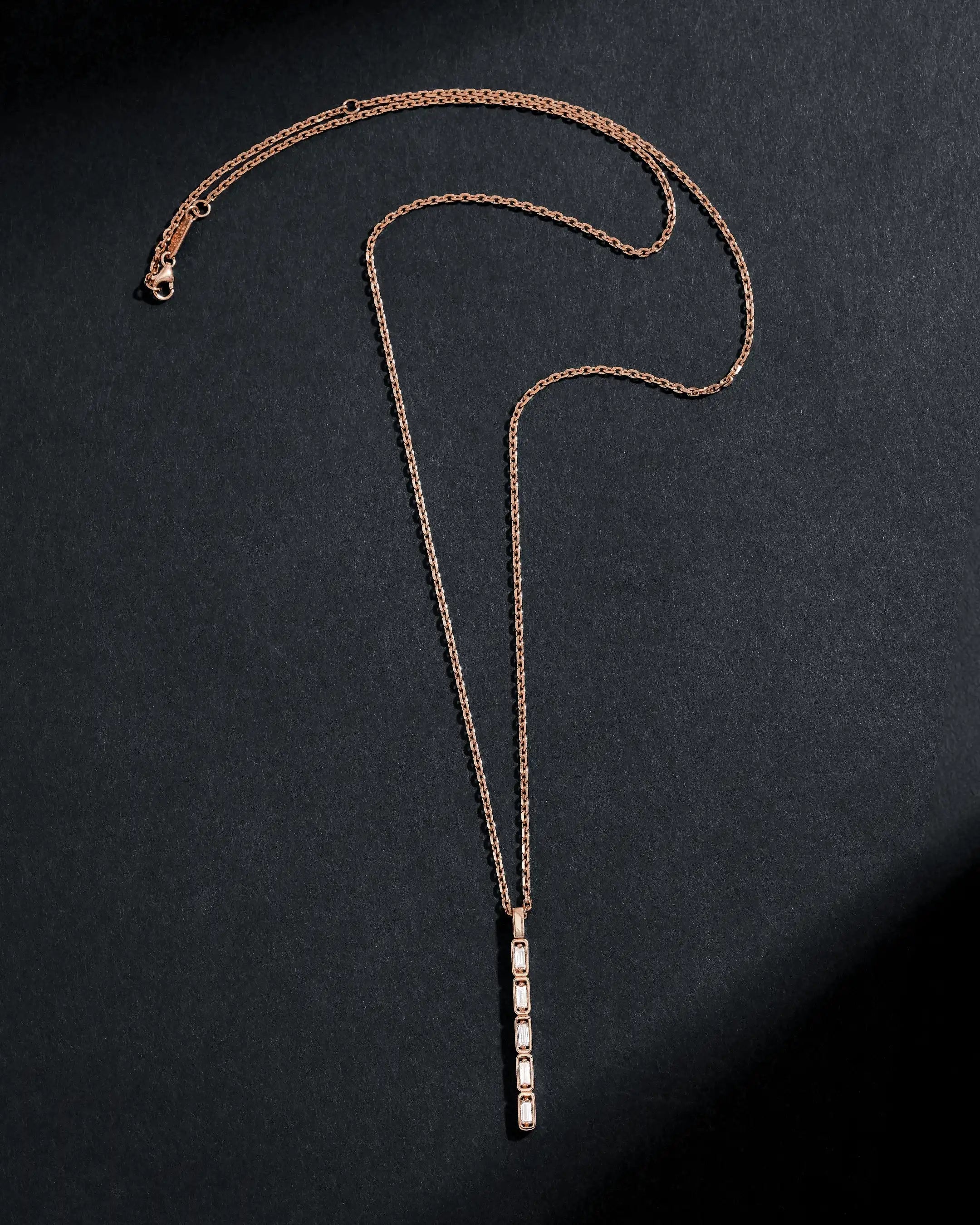 Suzanne Kalan Inlay Diamond Medium Totem Necklace in 18k rose gold