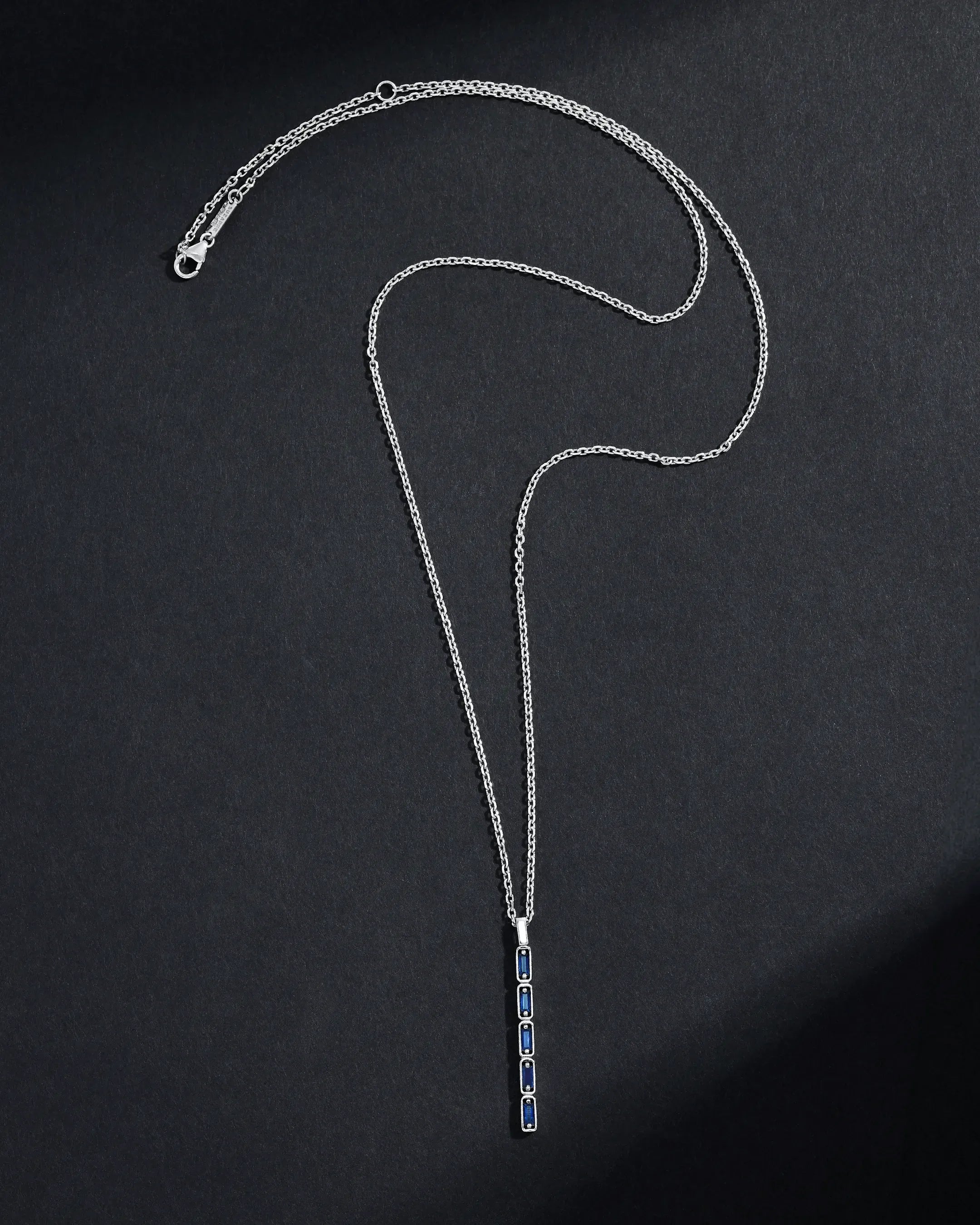 Suzanne Kalan Inlay Dark Blue Sapphire Medium Totem Necklace in 18k white gold