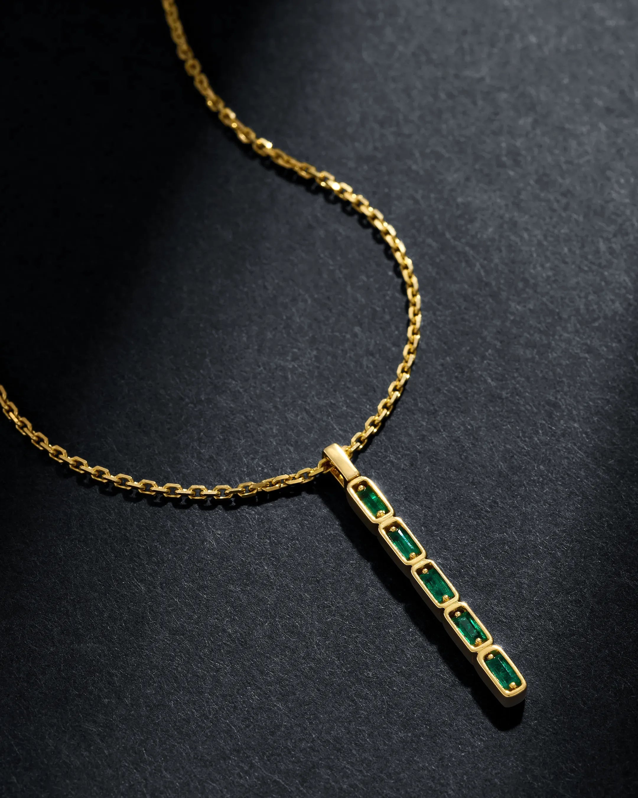 Suzanne Kalan Inlay Emerald Medium Totem Necklace in 18k yellow gold
