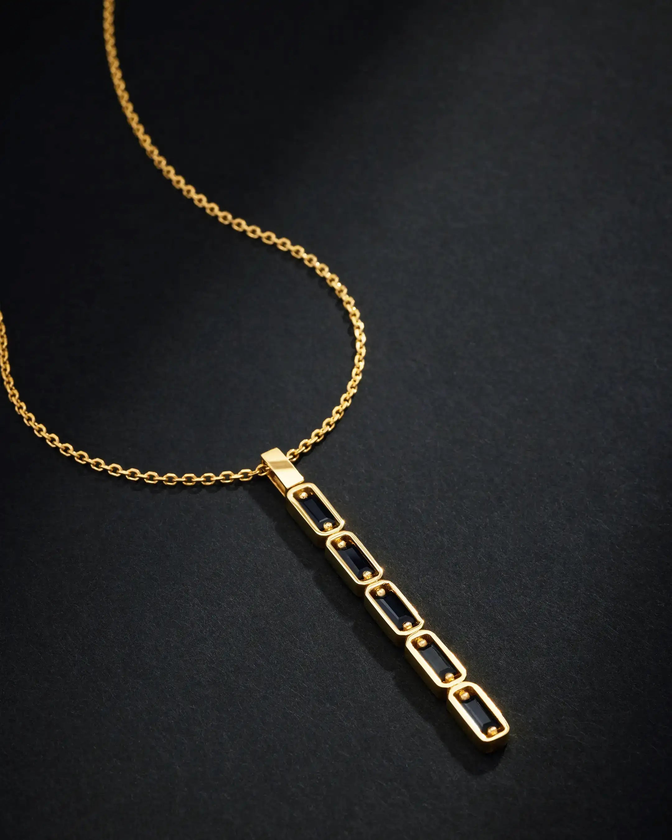 Suzanne Kalan Inlay Black Sapphire Large Totem Necklace in 18k yellow gold