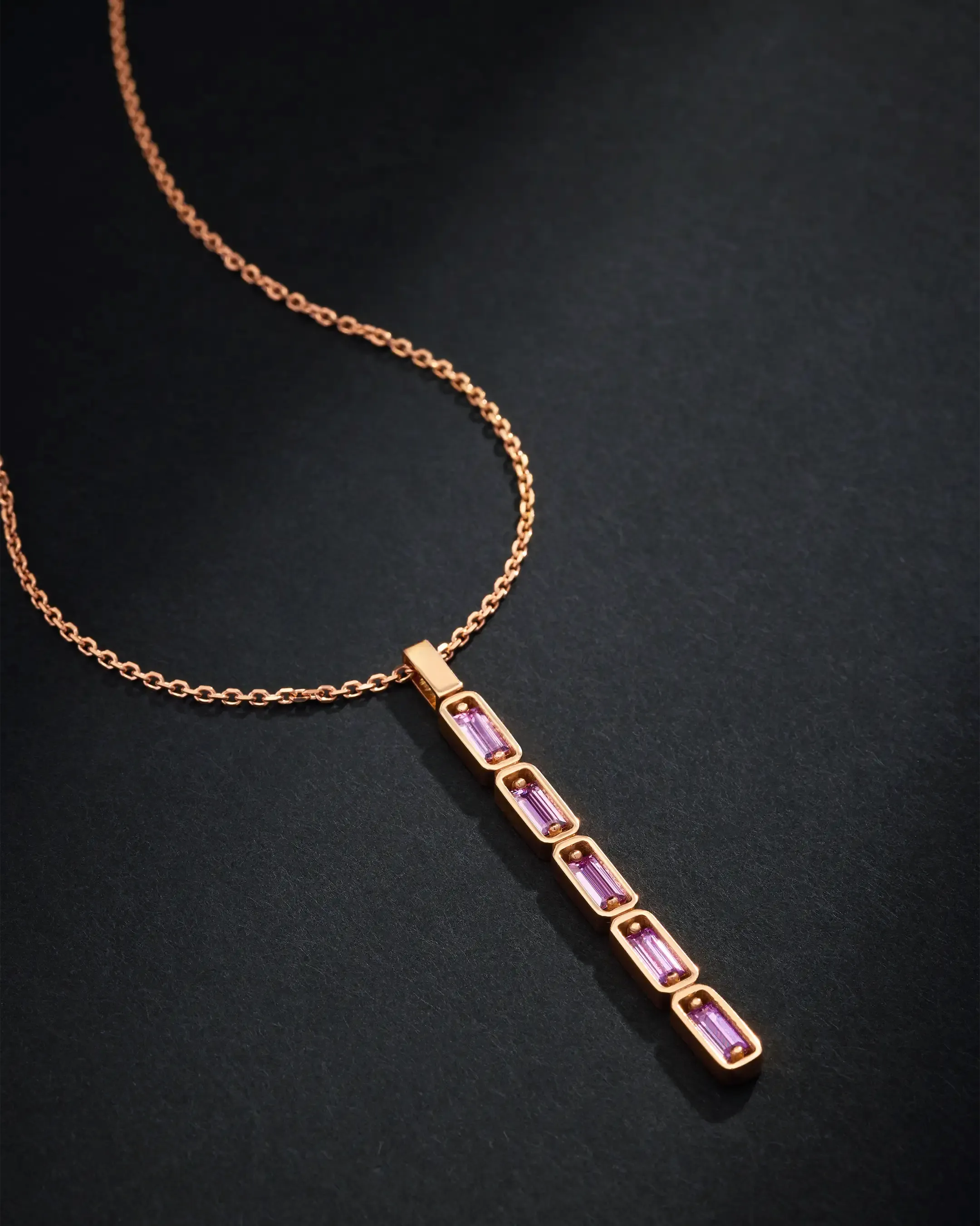 Suzanne Kalan Inlay Pink Sapphire Large Totem Necklace in 18k rose gold