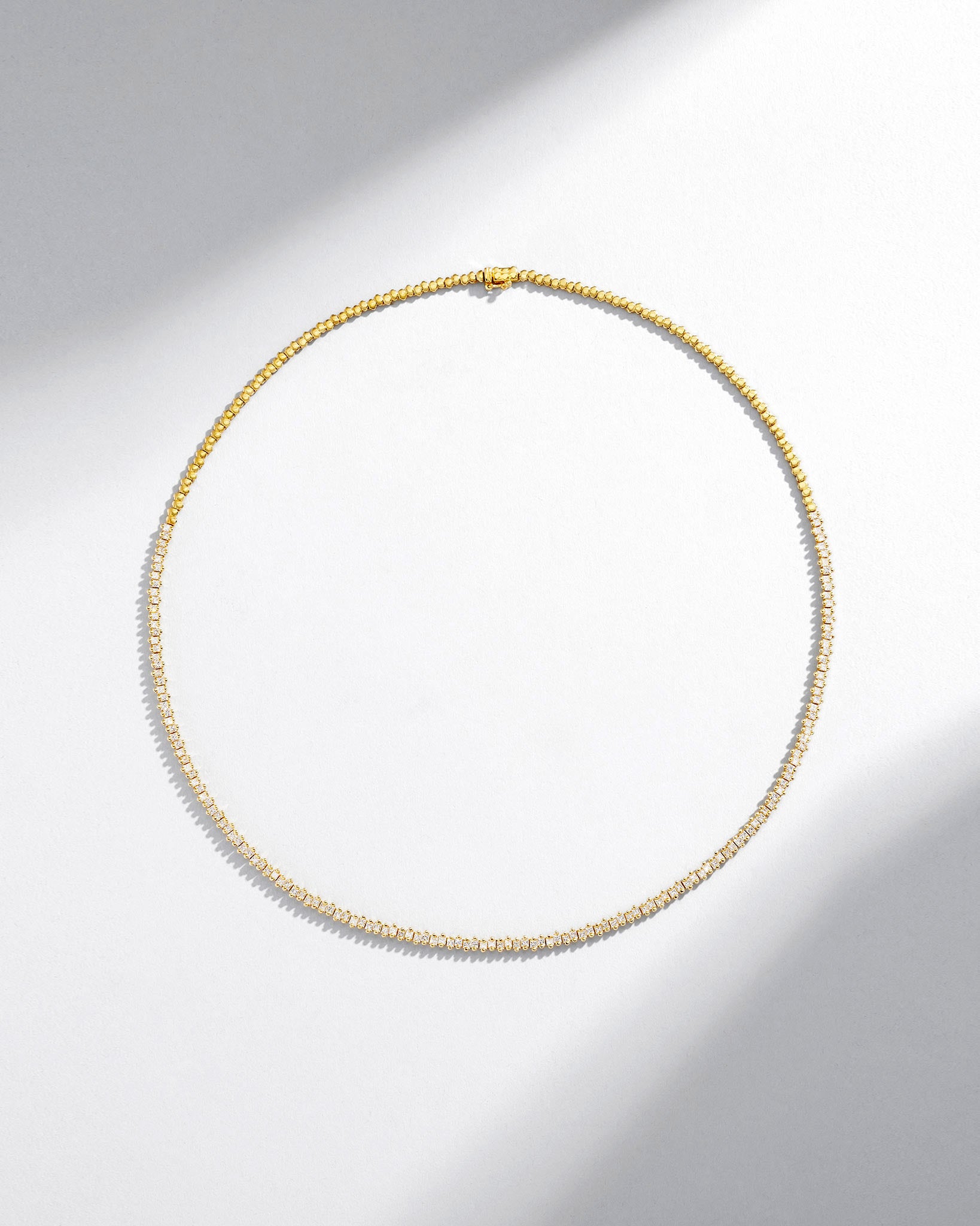 Suzanne Kalan Princess Mini Half Diamond Tennis Necklace in 18k yellow gold