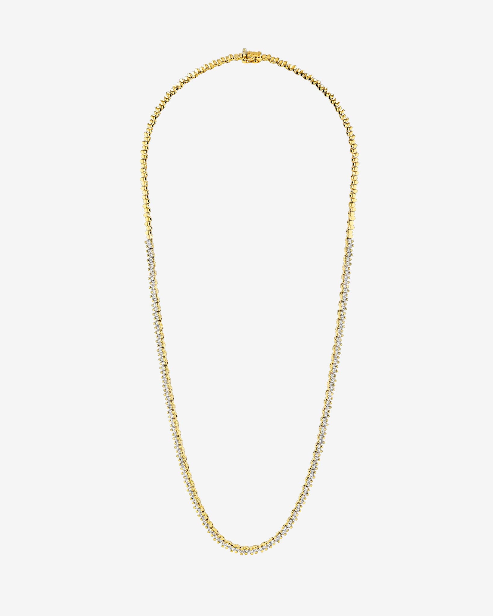 Suzanne Kalan Princess Mini Half Diamond Tennis Necklace in 18k yellow gold