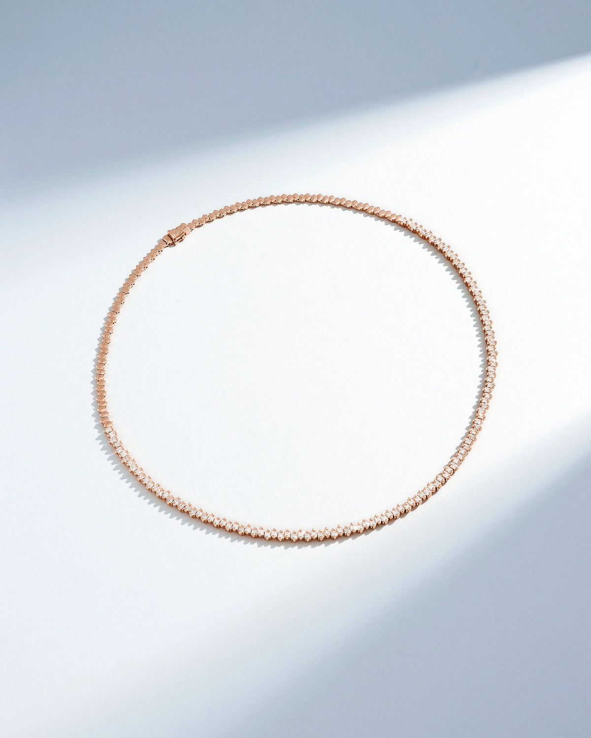 Suzanne Kalan Princess Midi Half Diamond Tennis Necklace in 18k rose gold