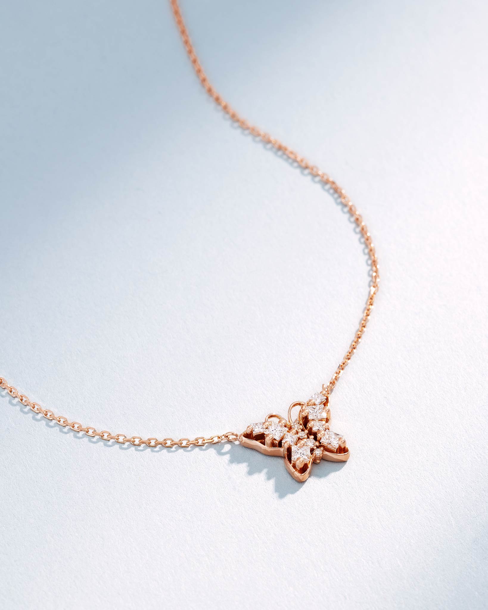 Suzanne Kalan Princess Diamond Mini Butterfly Pendant in 18k rose gold