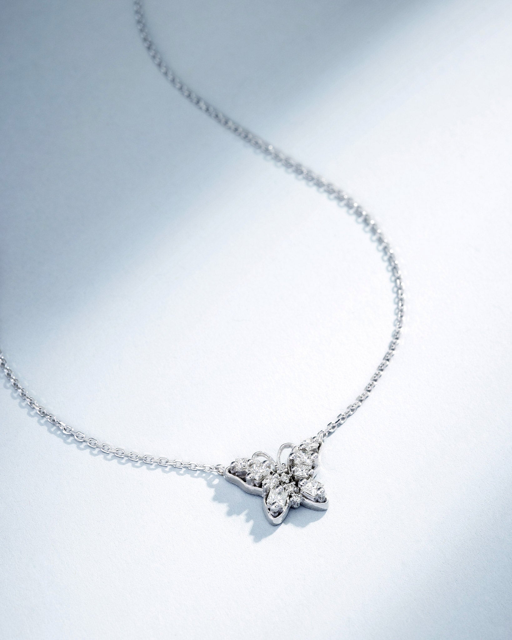Suzanne Kalan Princess Diamond Mini Butterfly Pendant in 18k white gold