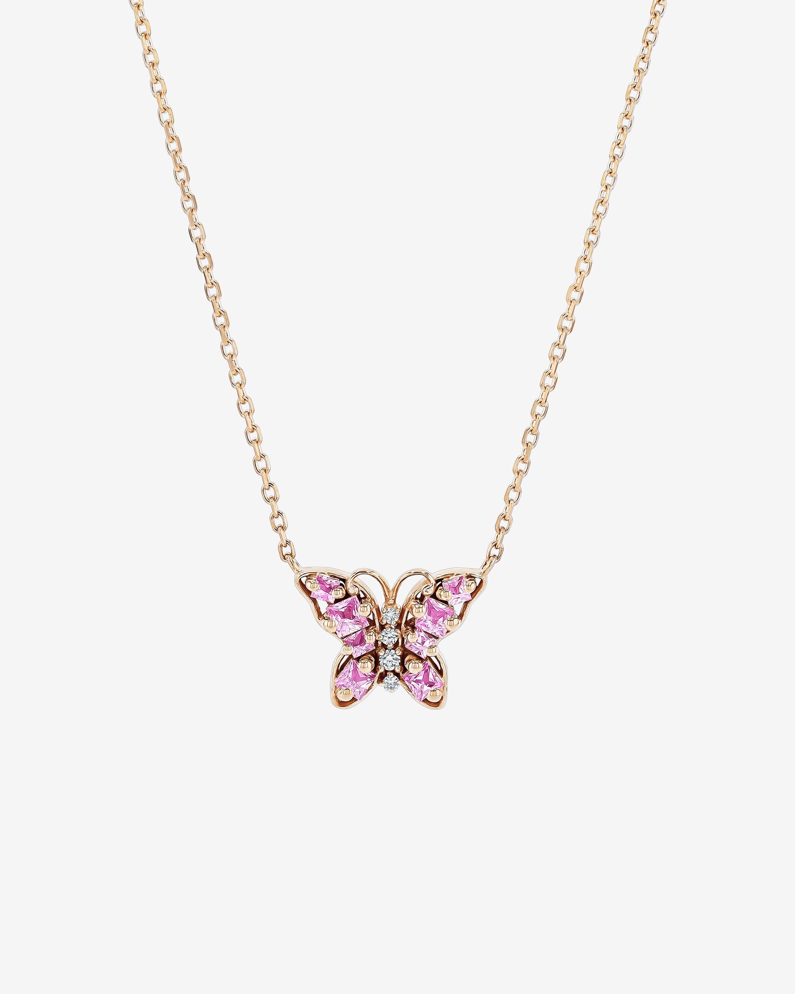 Suzanne Kalan Princess Pink Sapphire Mini Butterfly Pendant in 18k rose gold