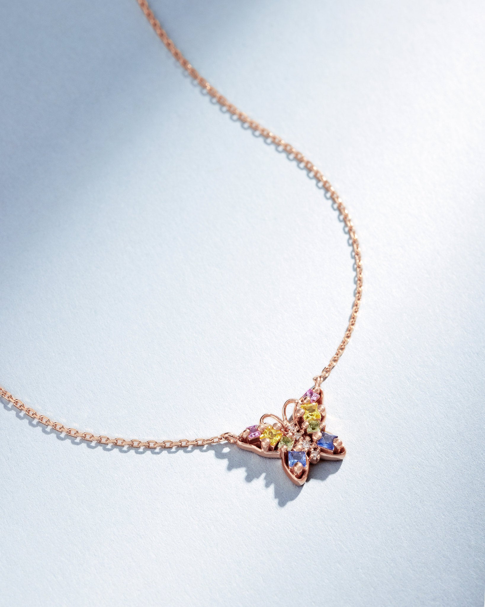Suzanne Kalan Princess Pastel Sapphire Mini Butterfly Pendant in 18k rose gold