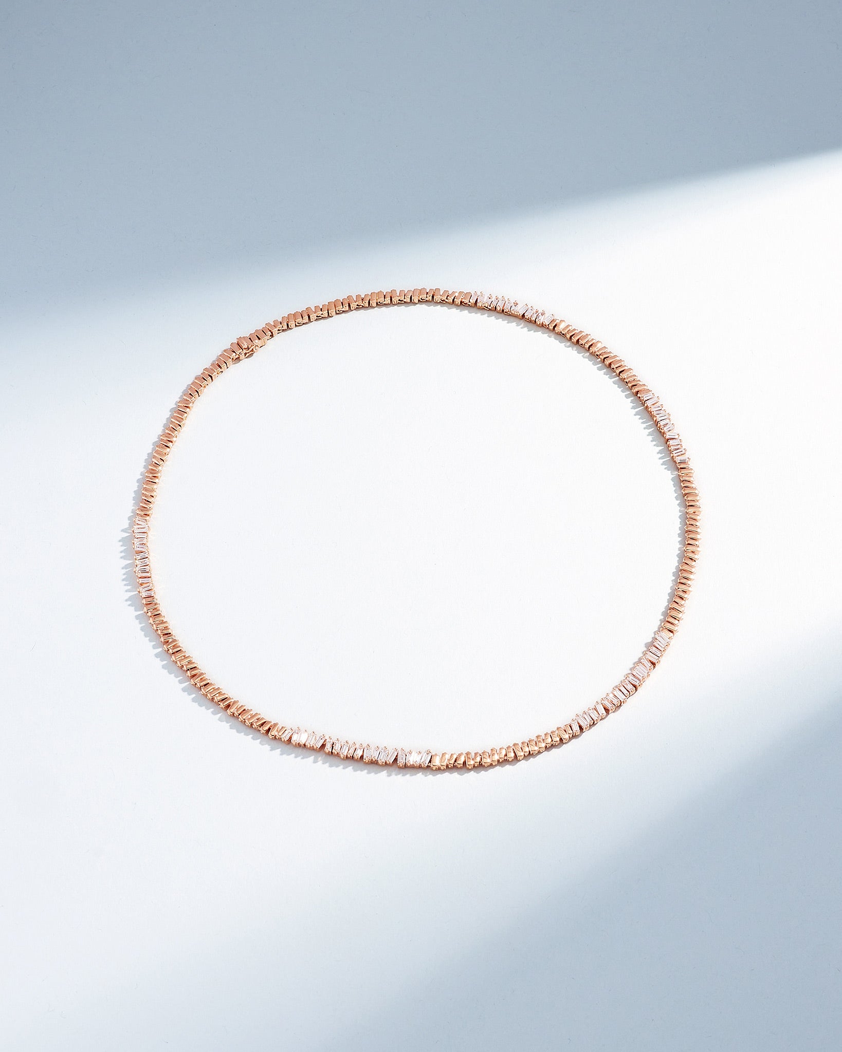 Suzanne Kalan Classic Diamond 50/50 Tennis Necklace in 18k rose gold