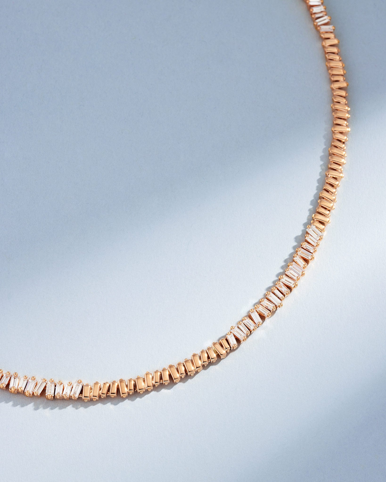 Suzanne Kalan Classic Diamond 50/50 Tennis Necklace in 18k rose gold