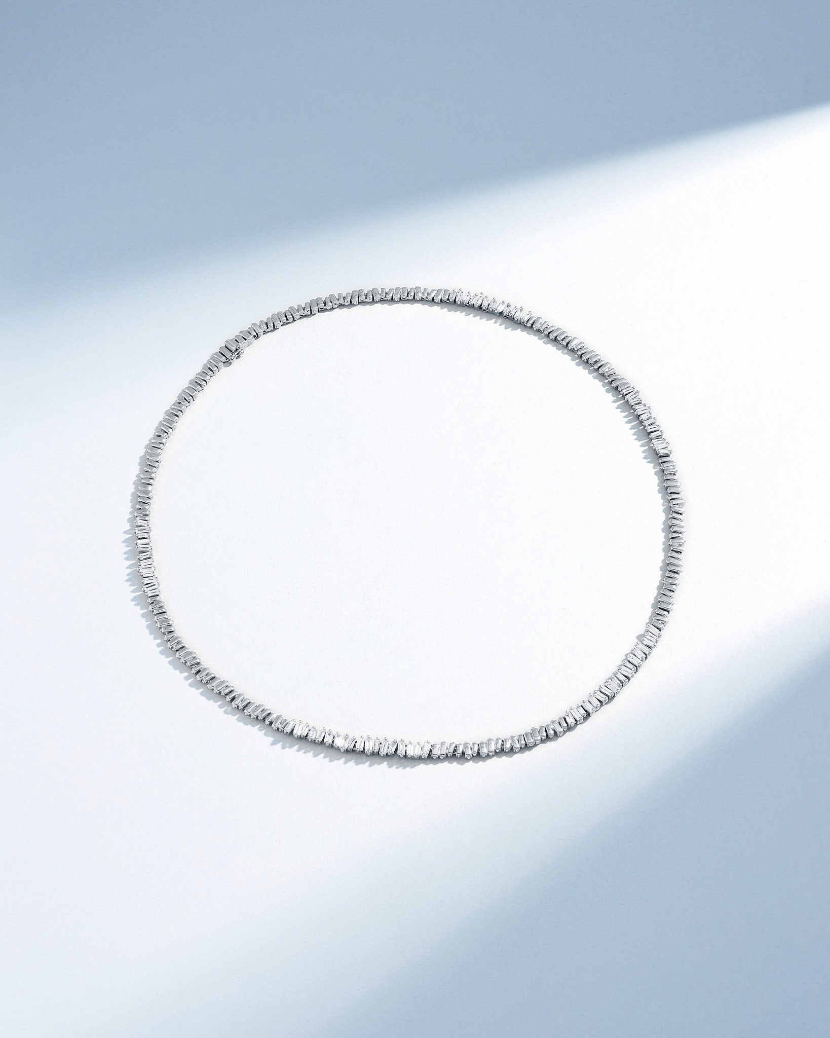 Suzanne Kalan Classic Diamond 50/50 Tennis Necklace in 18k white gold