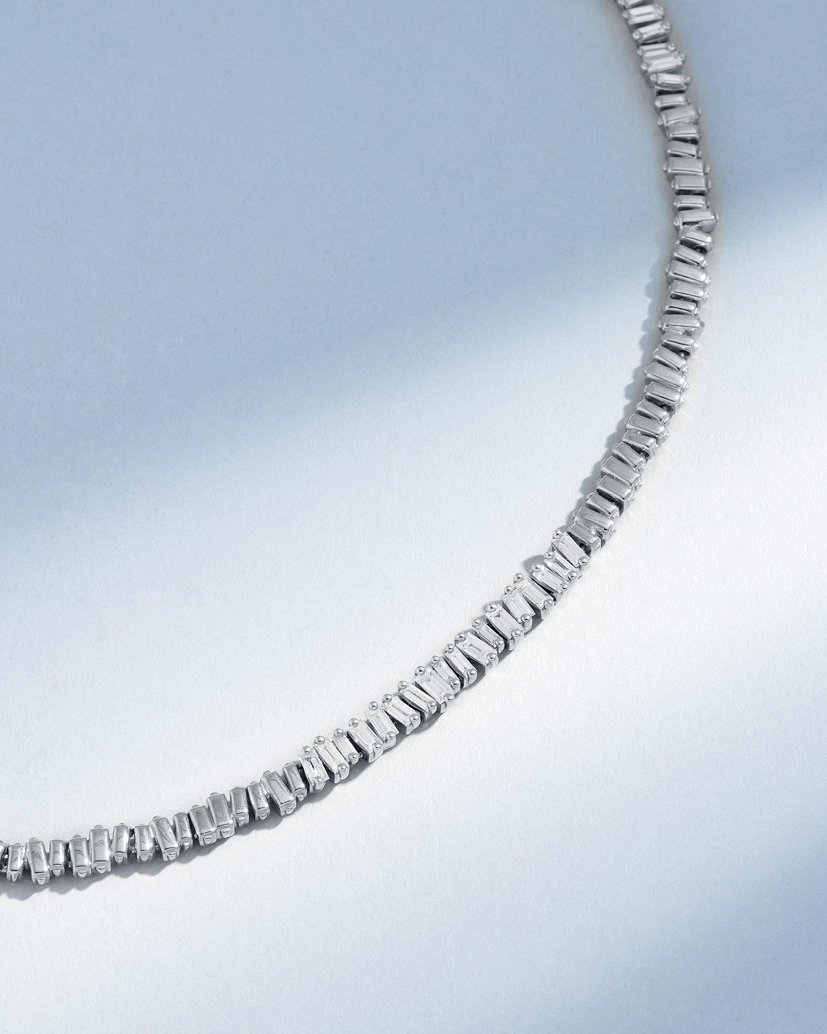 Suzanne Kalan Classic Diamond 50/50 Tennis Necklace in 18k white gold