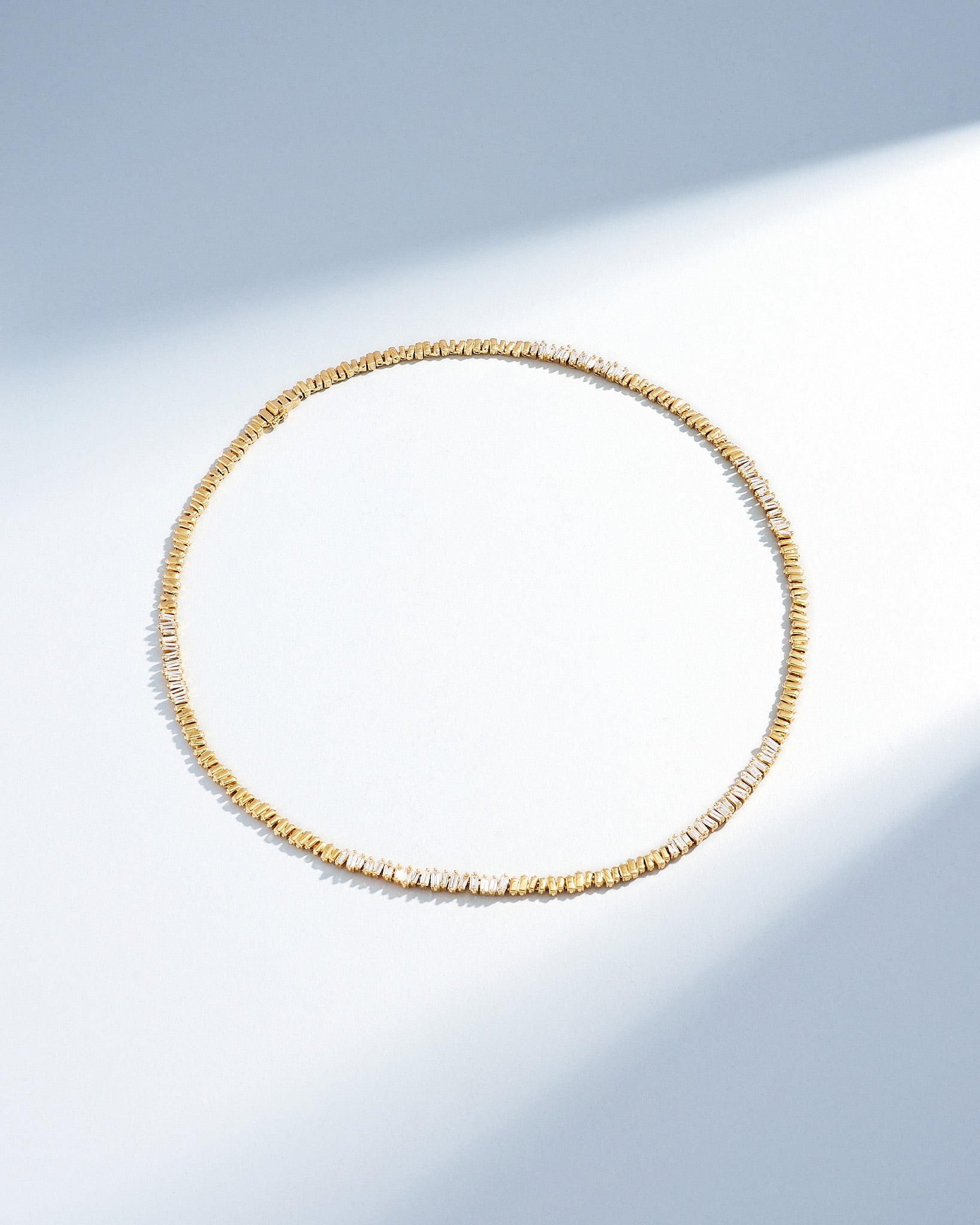 Suzanne Kalan Classic Diamond 50/50 Tennis Necklace in 18k yellow gold
