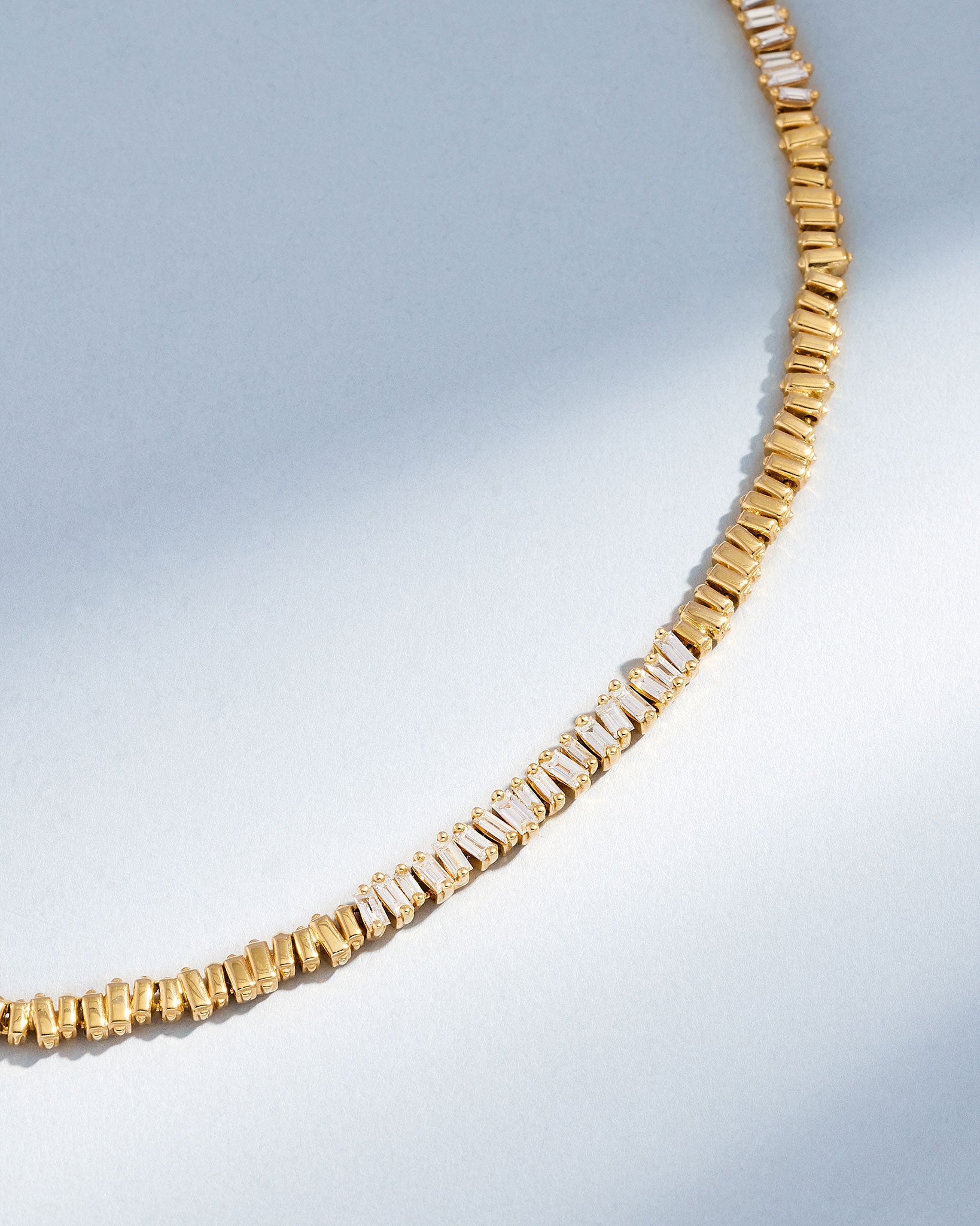 Suzanne Kalan Classic Diamond 50/50 Tennis Necklace in 18k yellow gold