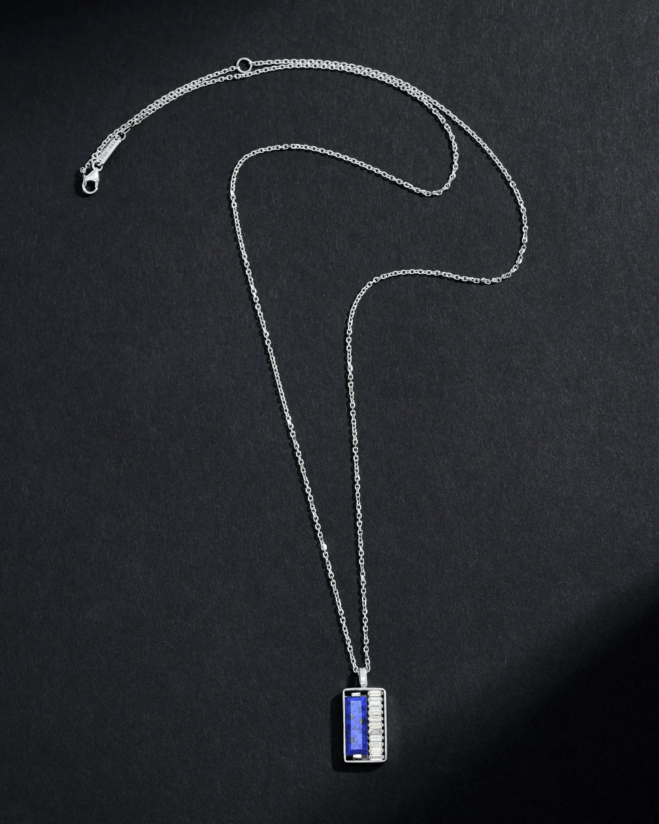 Suzanne Kalan Inlay Blue Lapis & Diamond Medium Necklace in 18k white gold