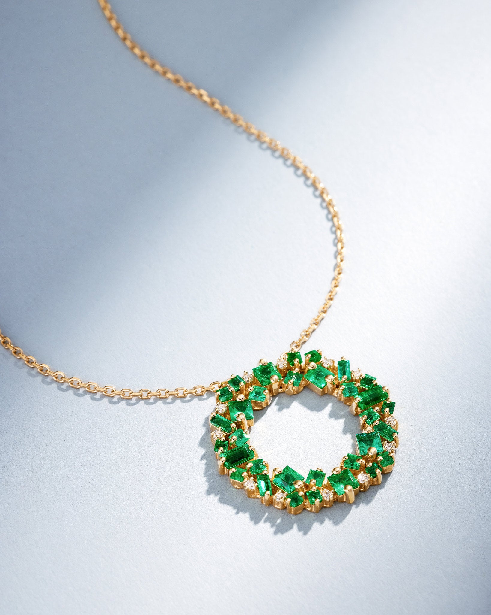 Suzanne Kalan La Fantaisie Eclipse Emerald Pendant in 18k yellow gold