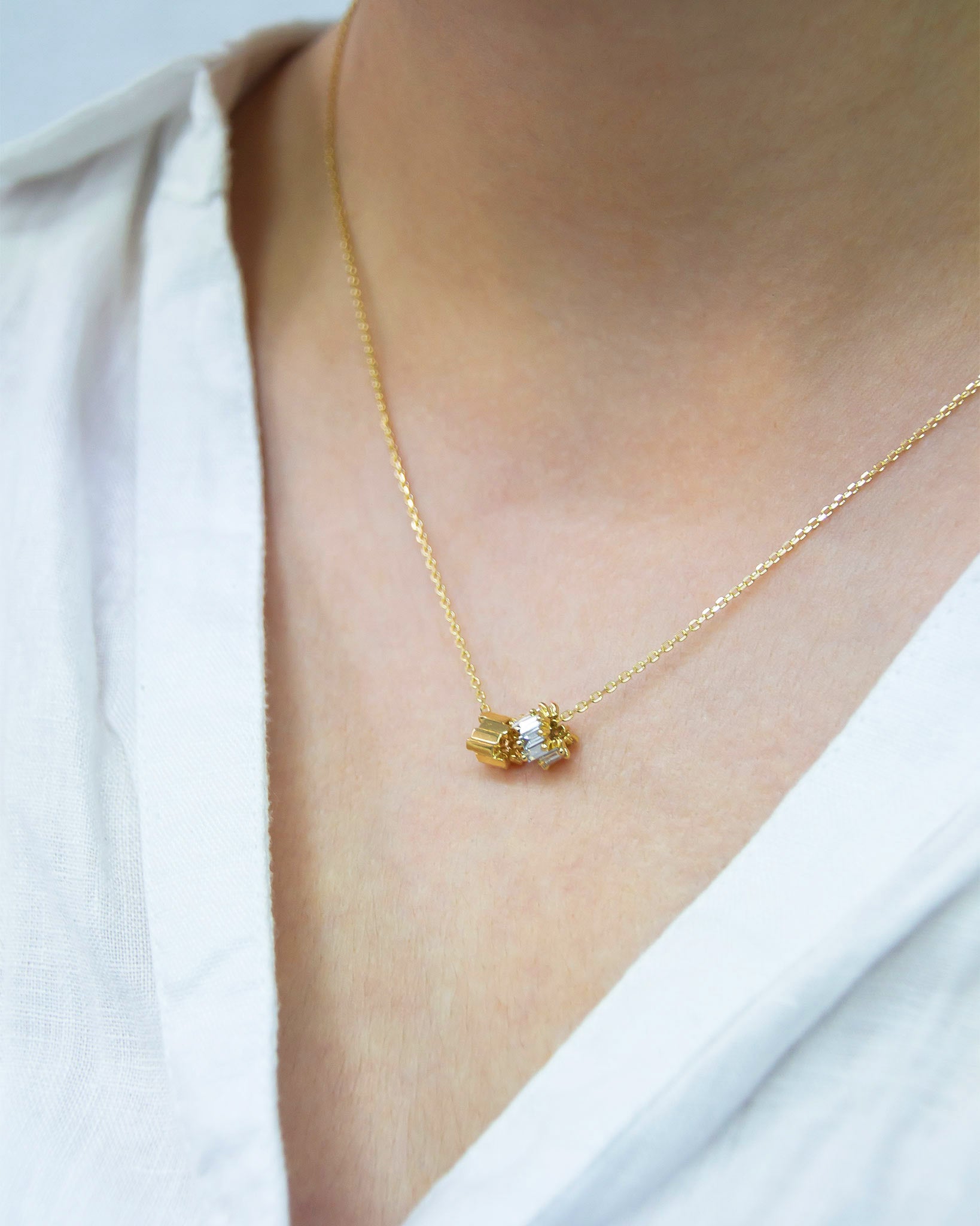 Suzanne Kalan Infinite Diamond & Golden Rondelle Pendant in 18k yellow gold