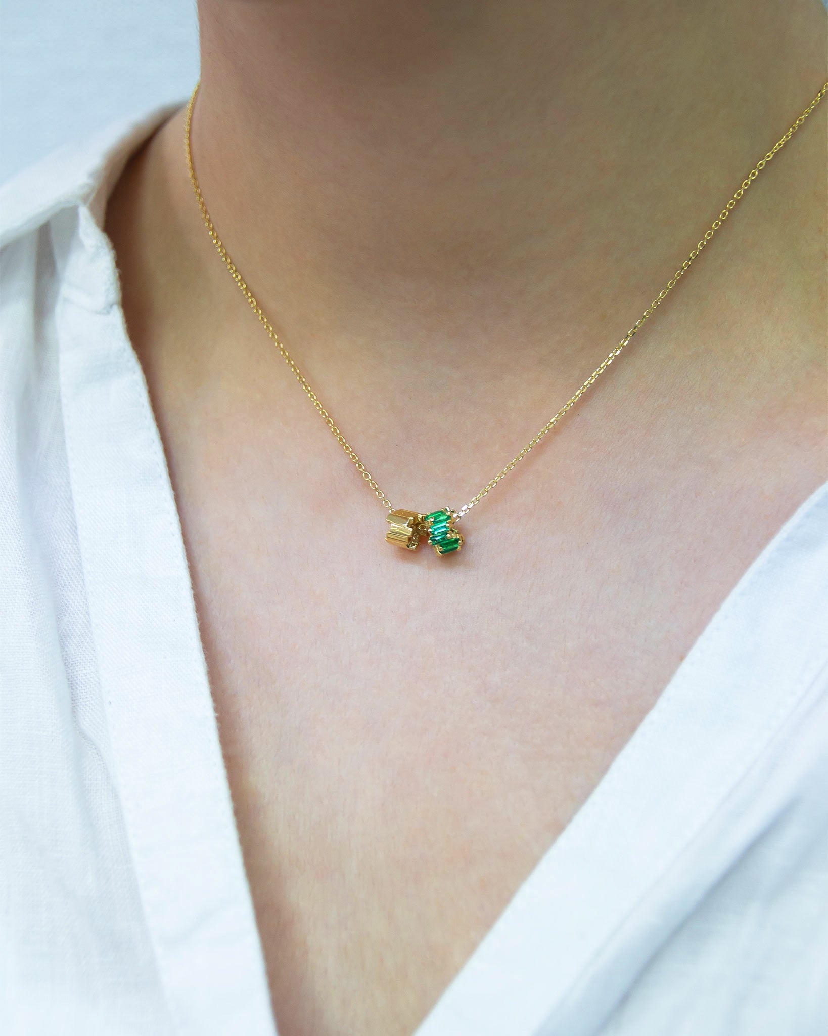 Suzanne Kalan Infinite Emerald & Golden Rondelle Pendant in 18k yellow gold