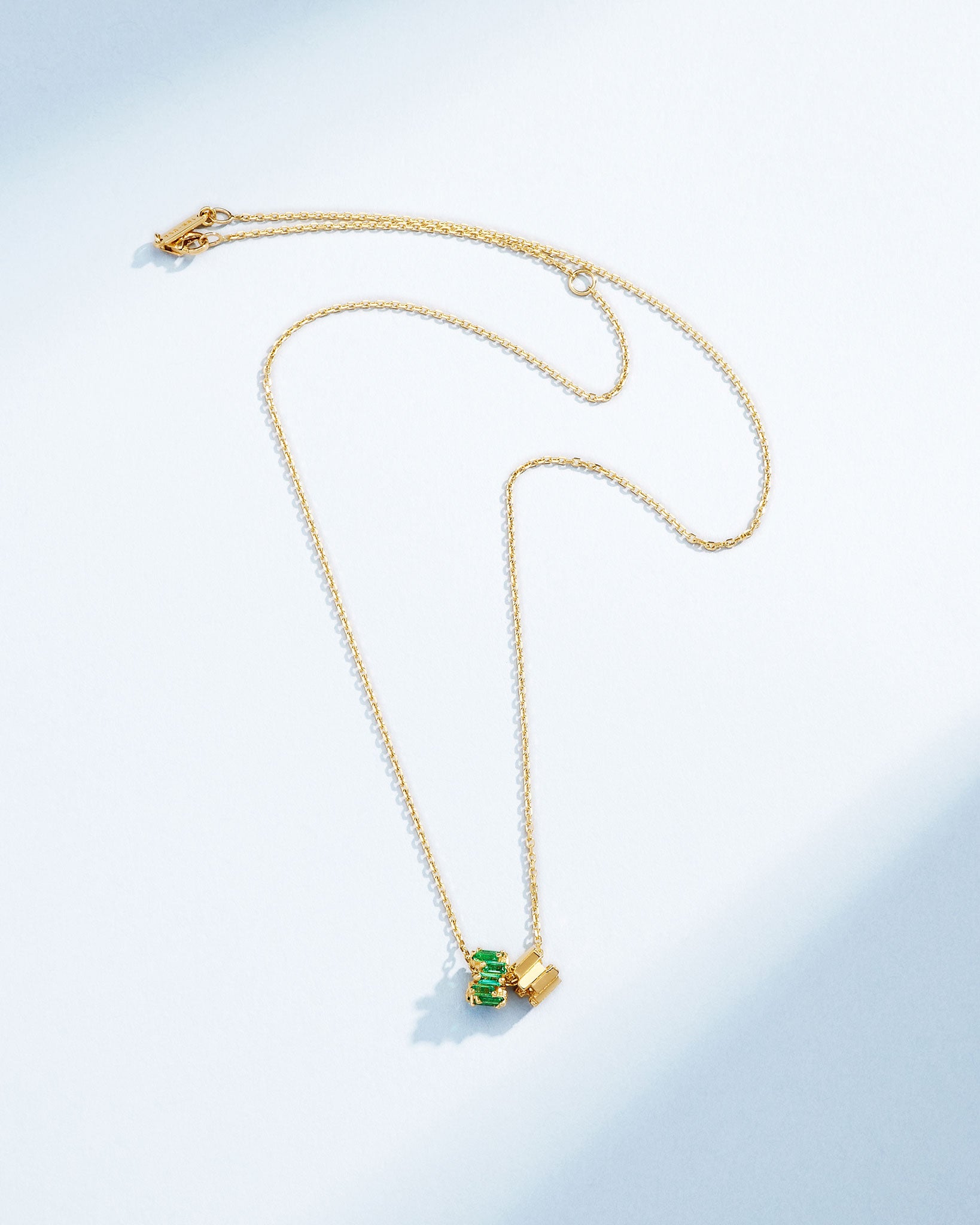 Suzanne Kalan Infinite Emerald & Golden Rondelle Pendant in 18k yellow gold