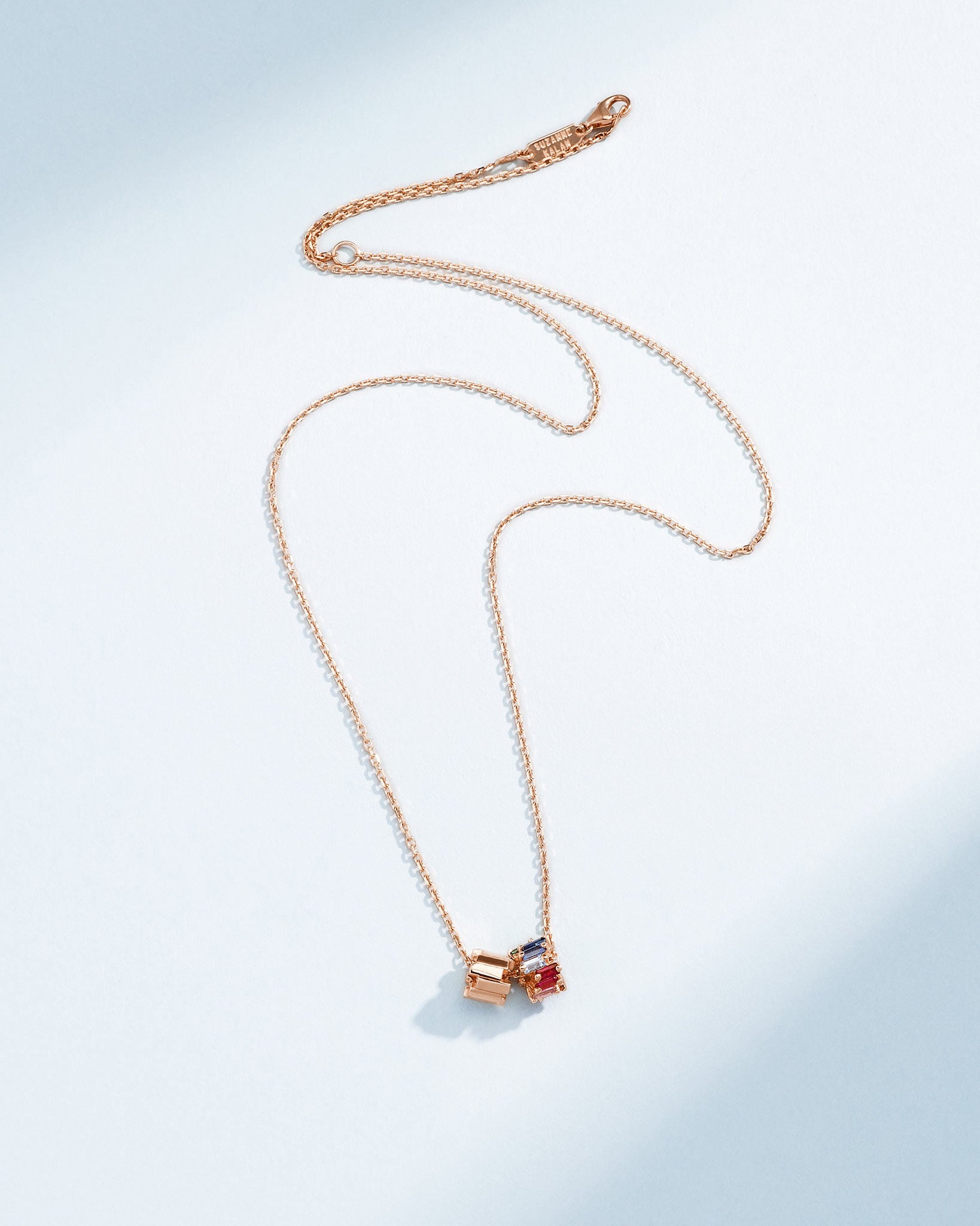 Suzanne Kalan Infinite Rainbow Sapphire & Golden Rondelle Pendant in 18k rose gold
