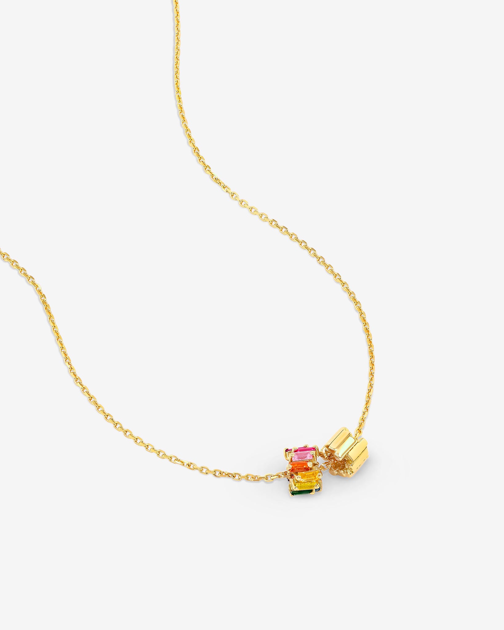 Suzanne Kalan Infinite Rainbow Sapphire & Golden Rondelle Pendant in 18k yellow gold