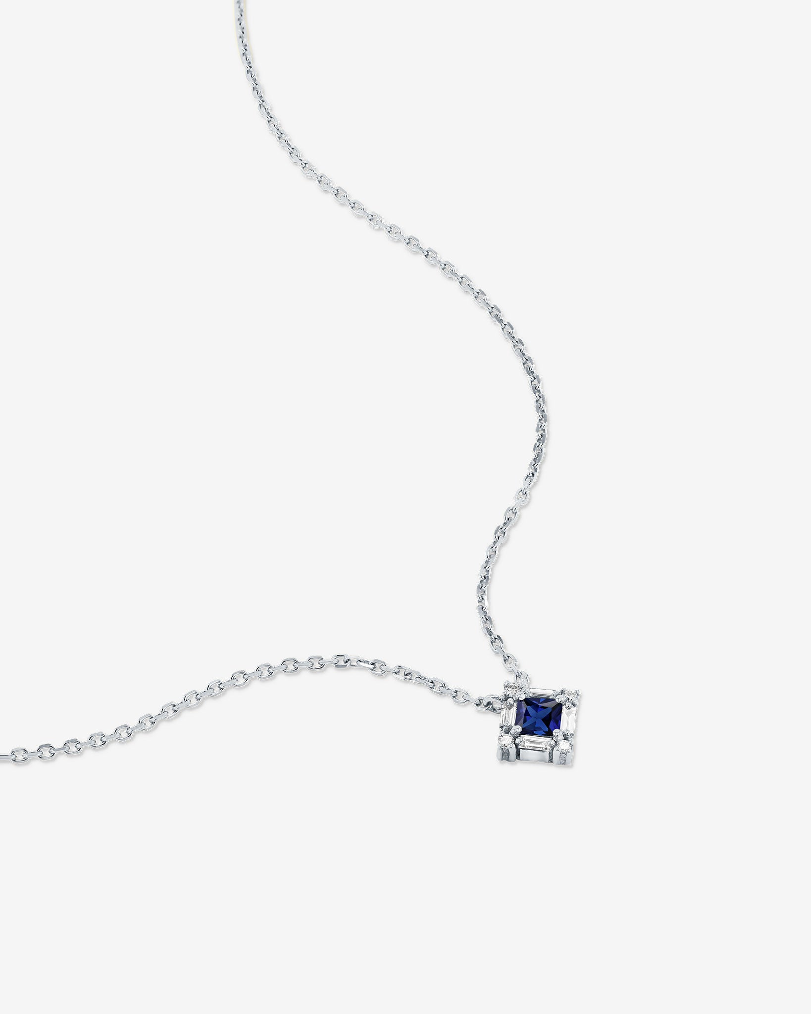 Suzanne Kalan Princess Mini Dark Blue Sapphire Pendant in 18k white gold