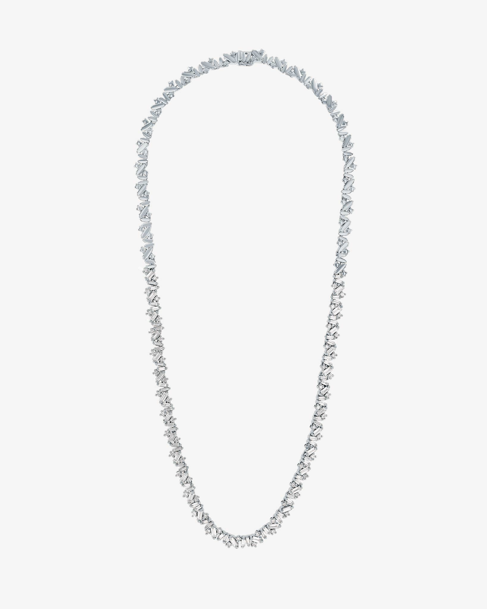 Suzanne Kalan Frenzy Diamond Tennis Necklace in 18k white gold