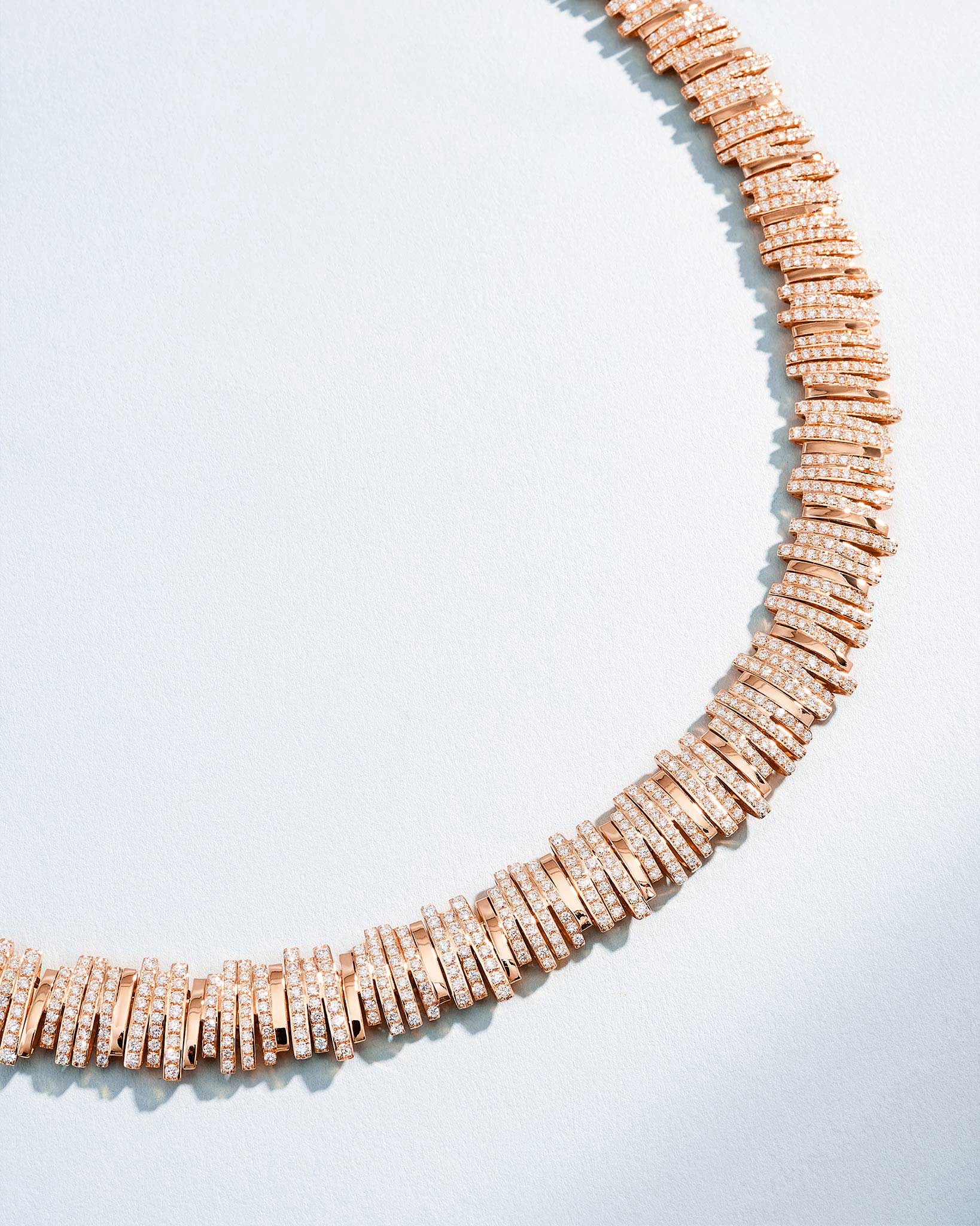 Suzanne Kalan Classic Gold Half Pave Tennis Necklace in 18k rose gold