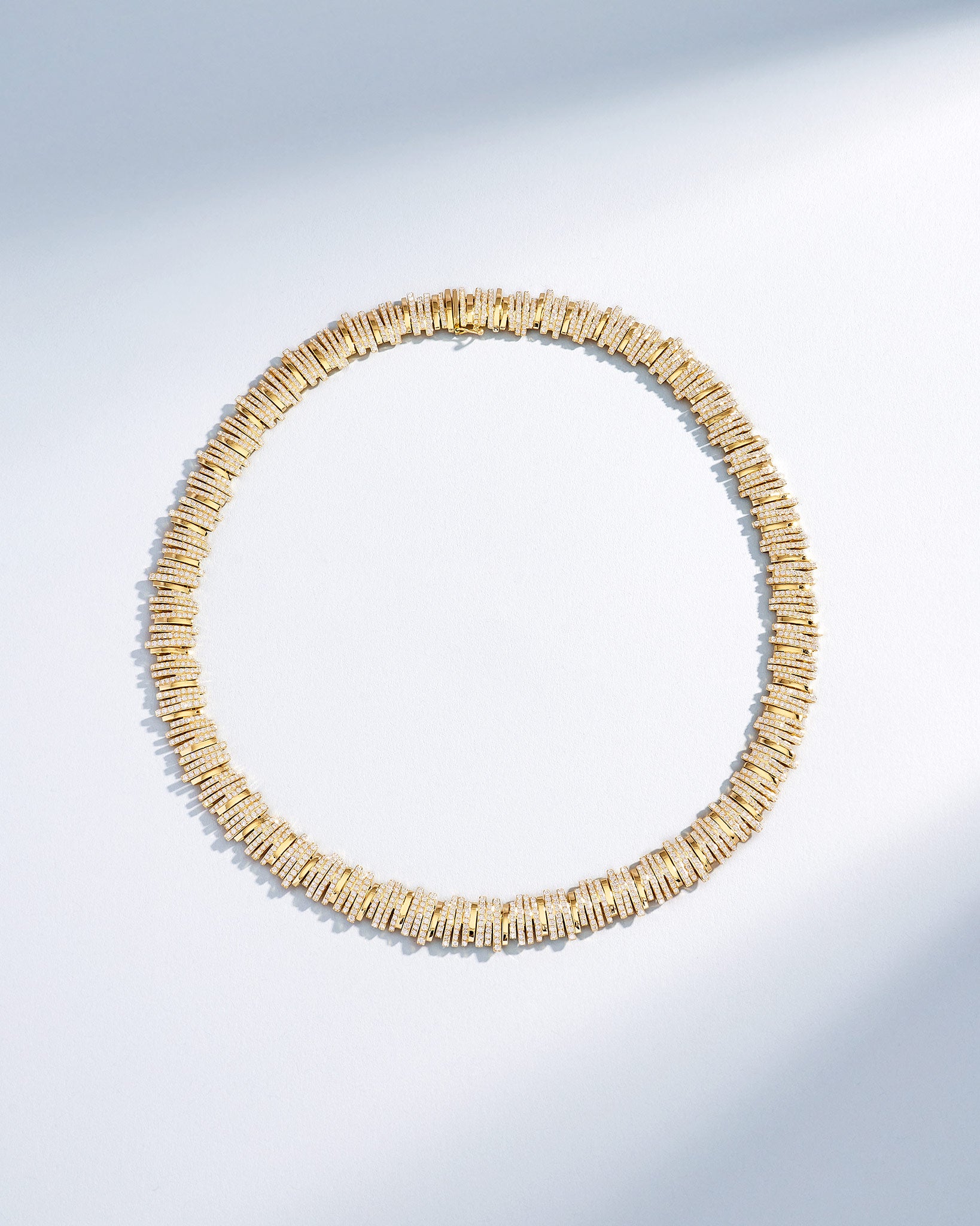 Suzanne Kalan Classic Gold Half Pave Tennis Necklace in 18k yellow gold