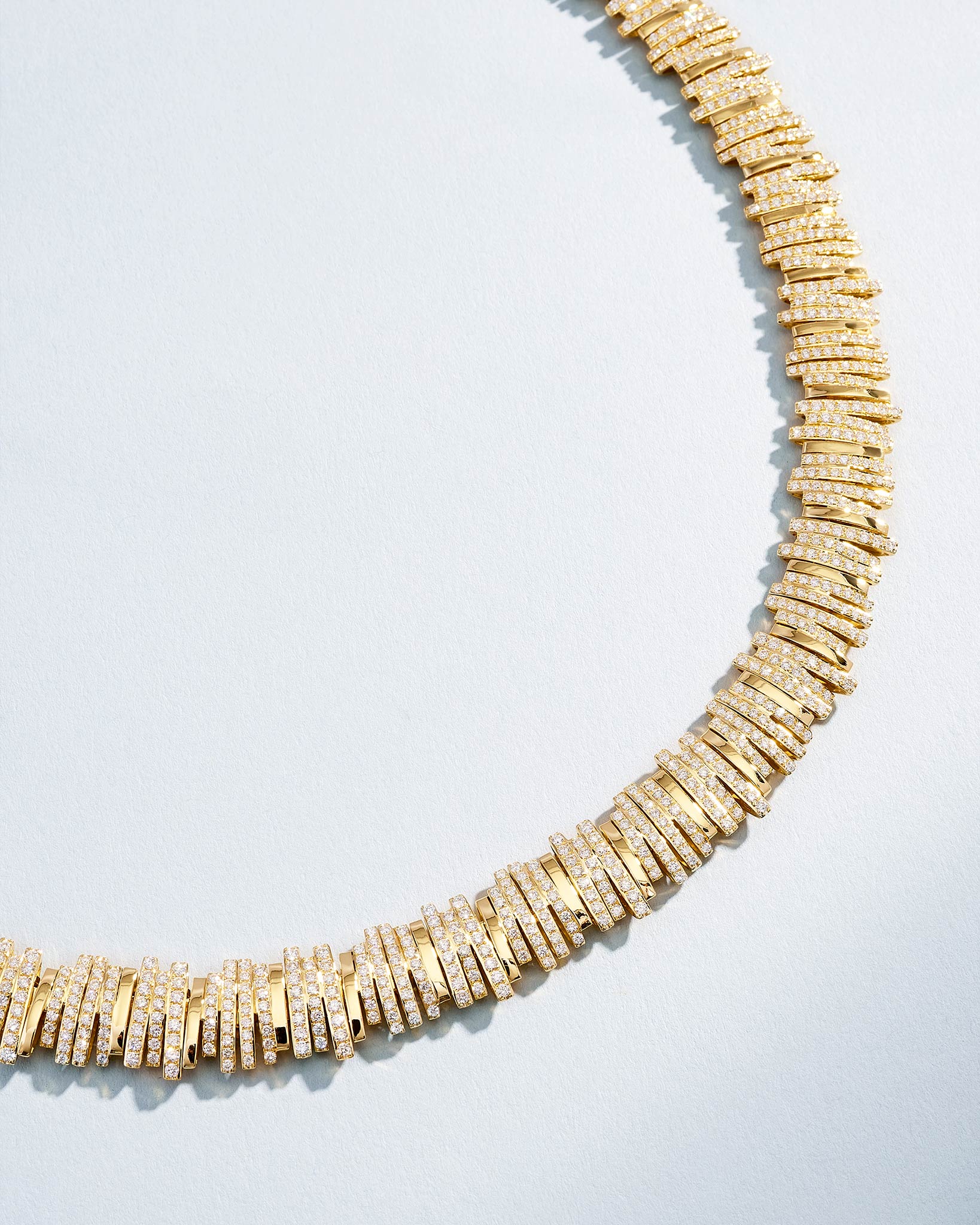 Suzanne Kalan Classic Gold Half Pave Tennis Necklace in 18k yellow gold